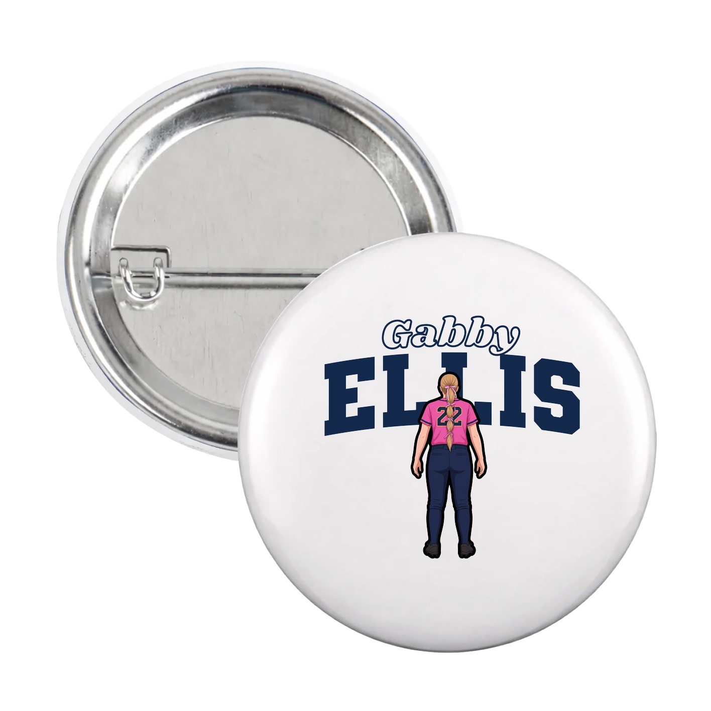 Game Day Button — Name Arch in White