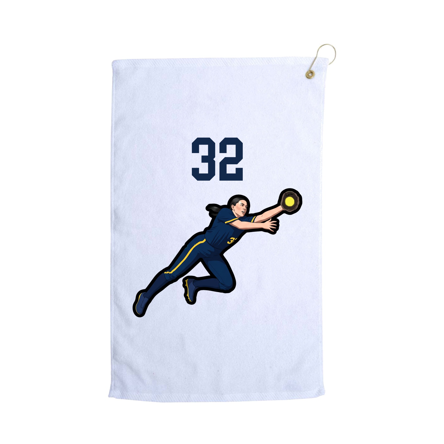 Golf Towel — Number Top in White