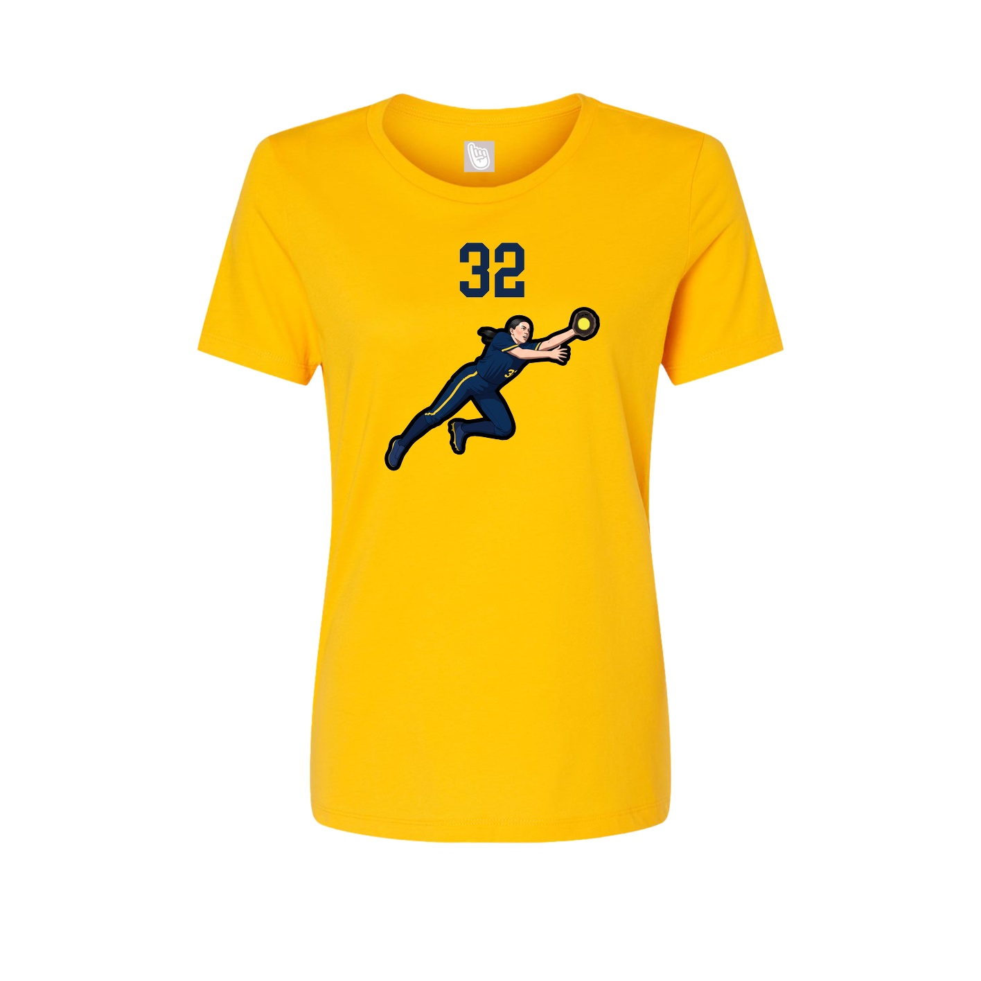 Fitted Women's Tee — Number Top in Gold