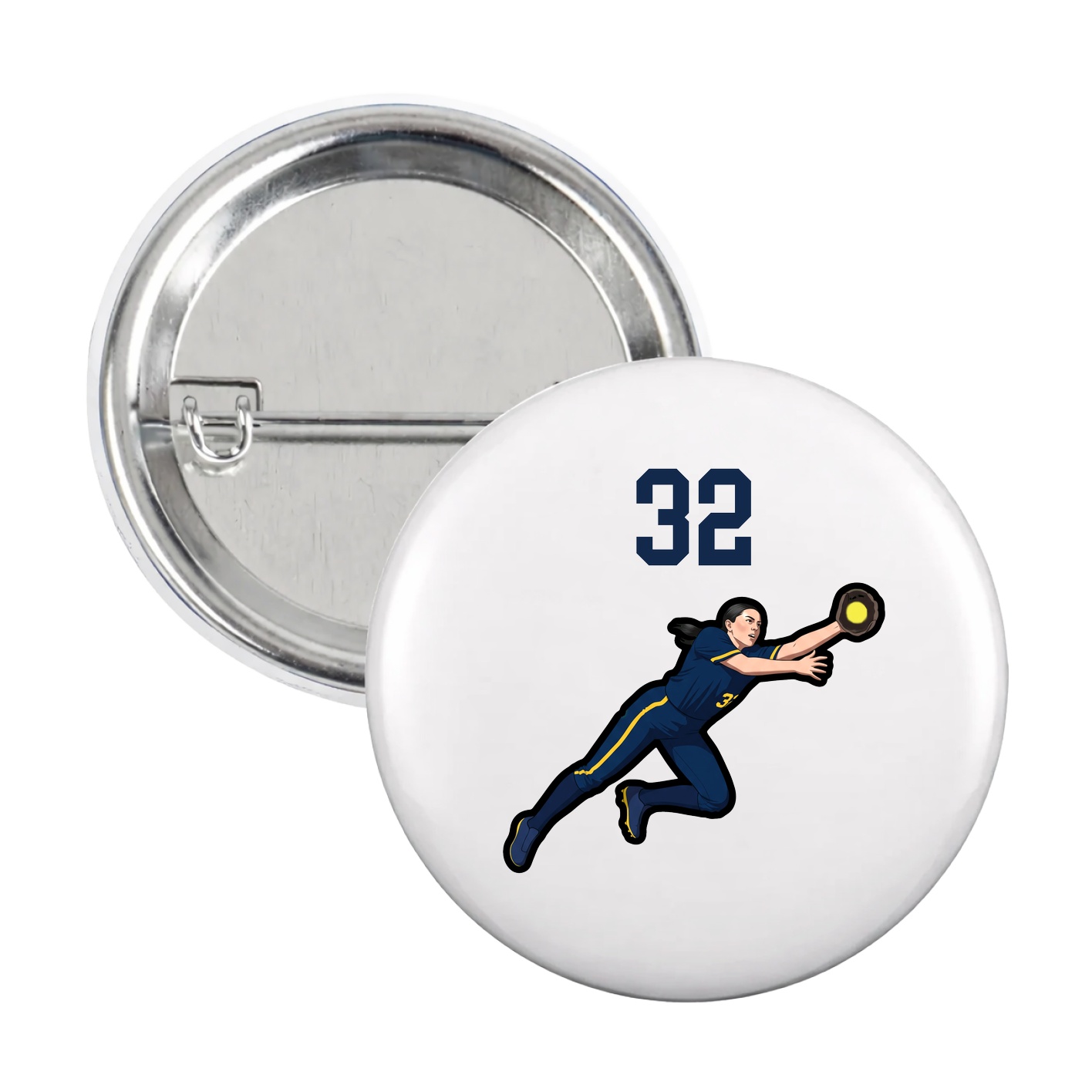 Game Day Button — Number Top in White