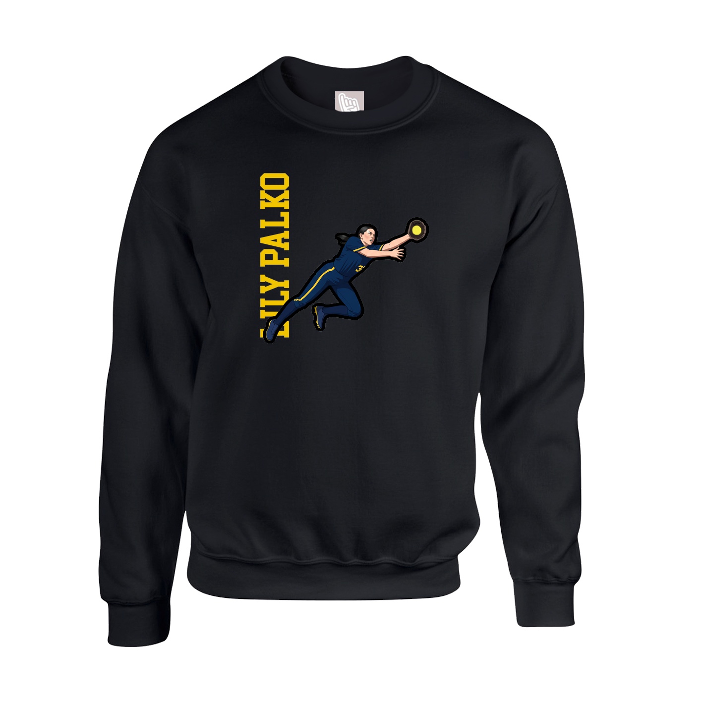 Fleece Crew — Name Vertical in Black