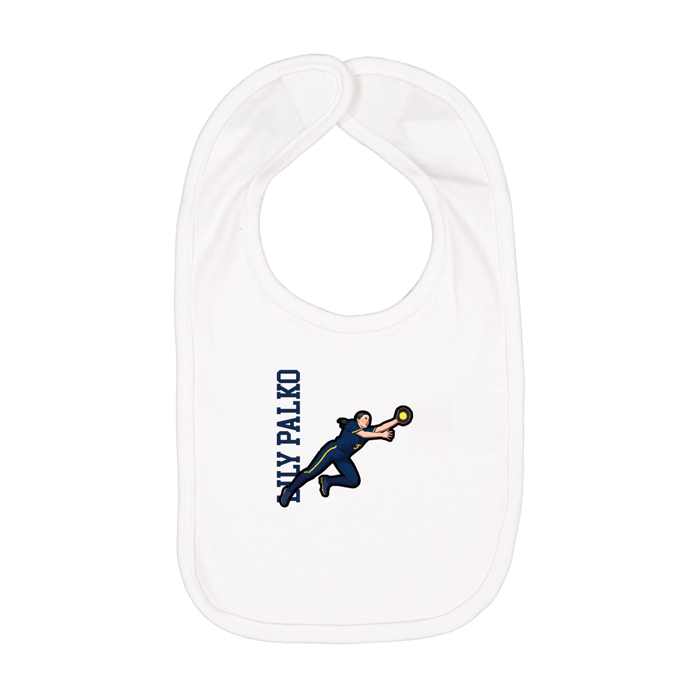 Infant Bib — Name Vertical in White