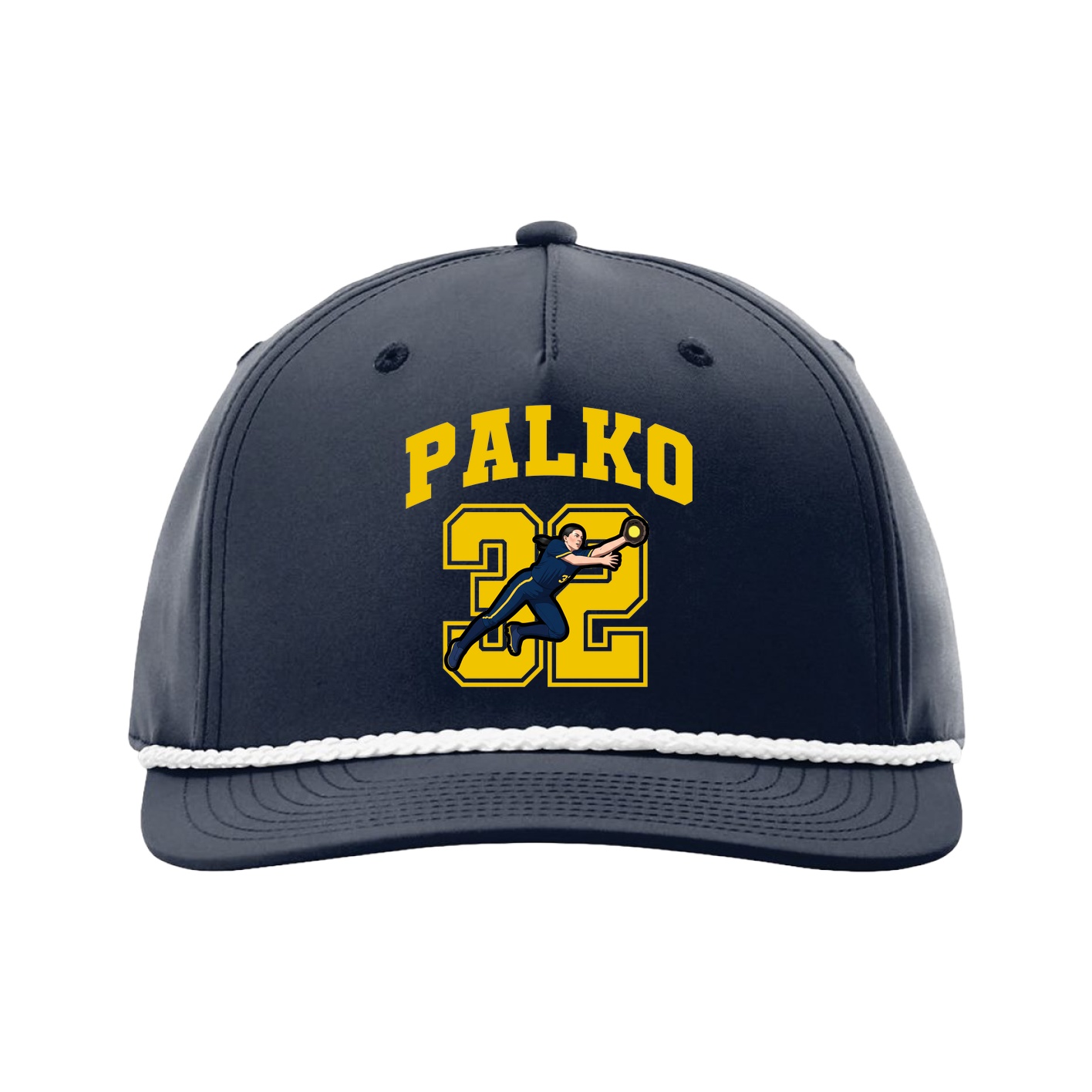 Five-Panel Classic Rope Cap — Number in Navy