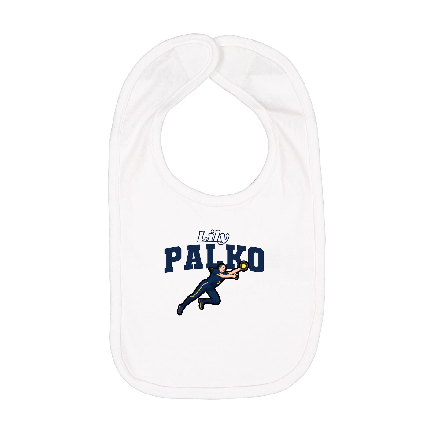 Infant Bib — Name Arch in White