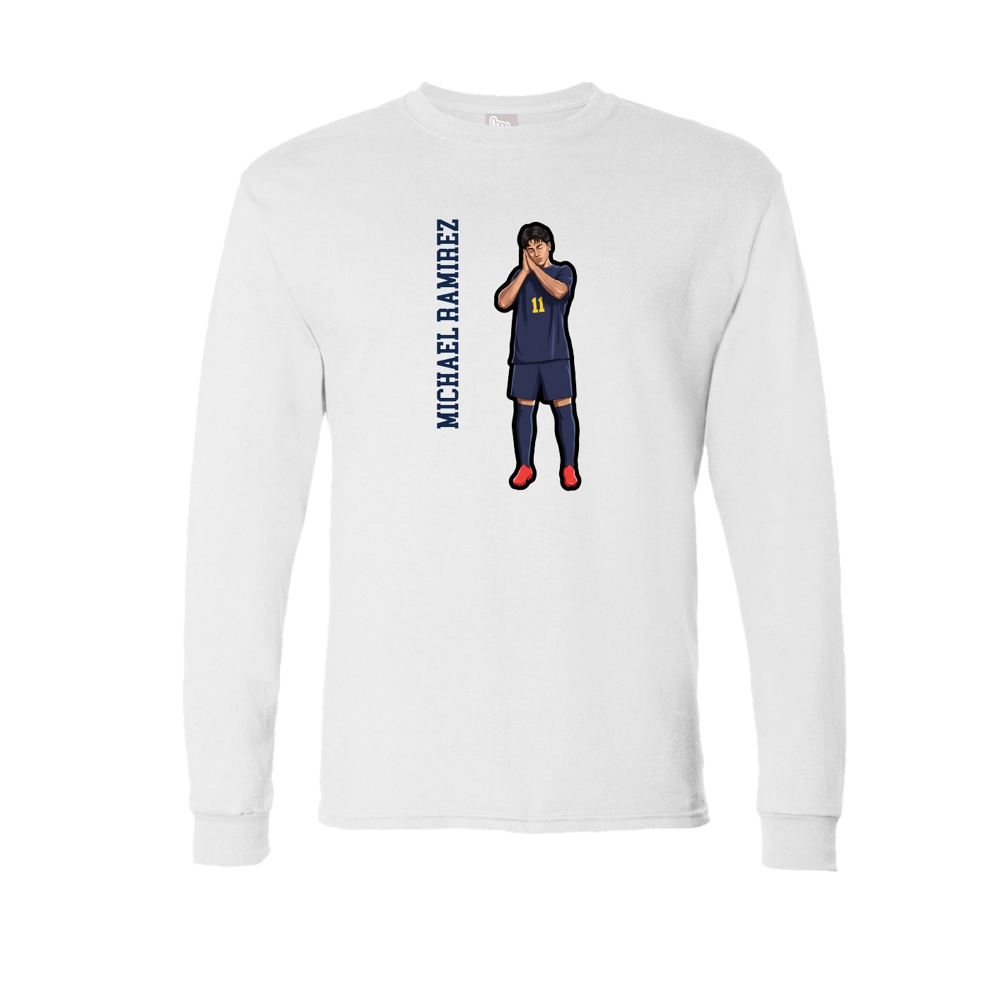 Long Sleeve Tee — Name Vertical in White