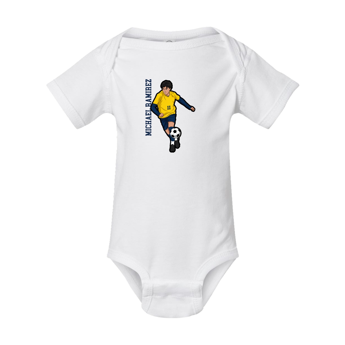 Baby Onesie — Name Vertical in White