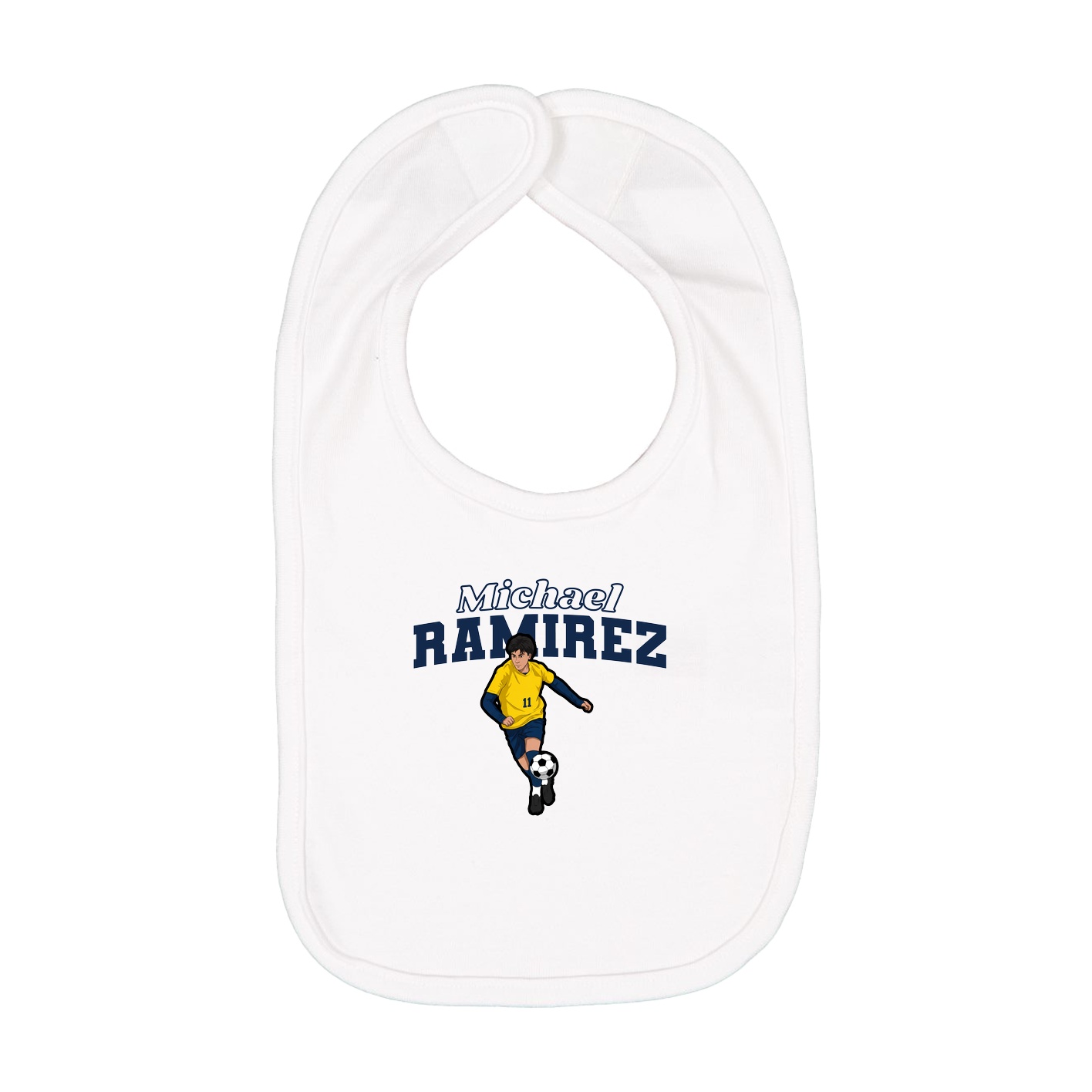 Infant Bib — Name Arch in White