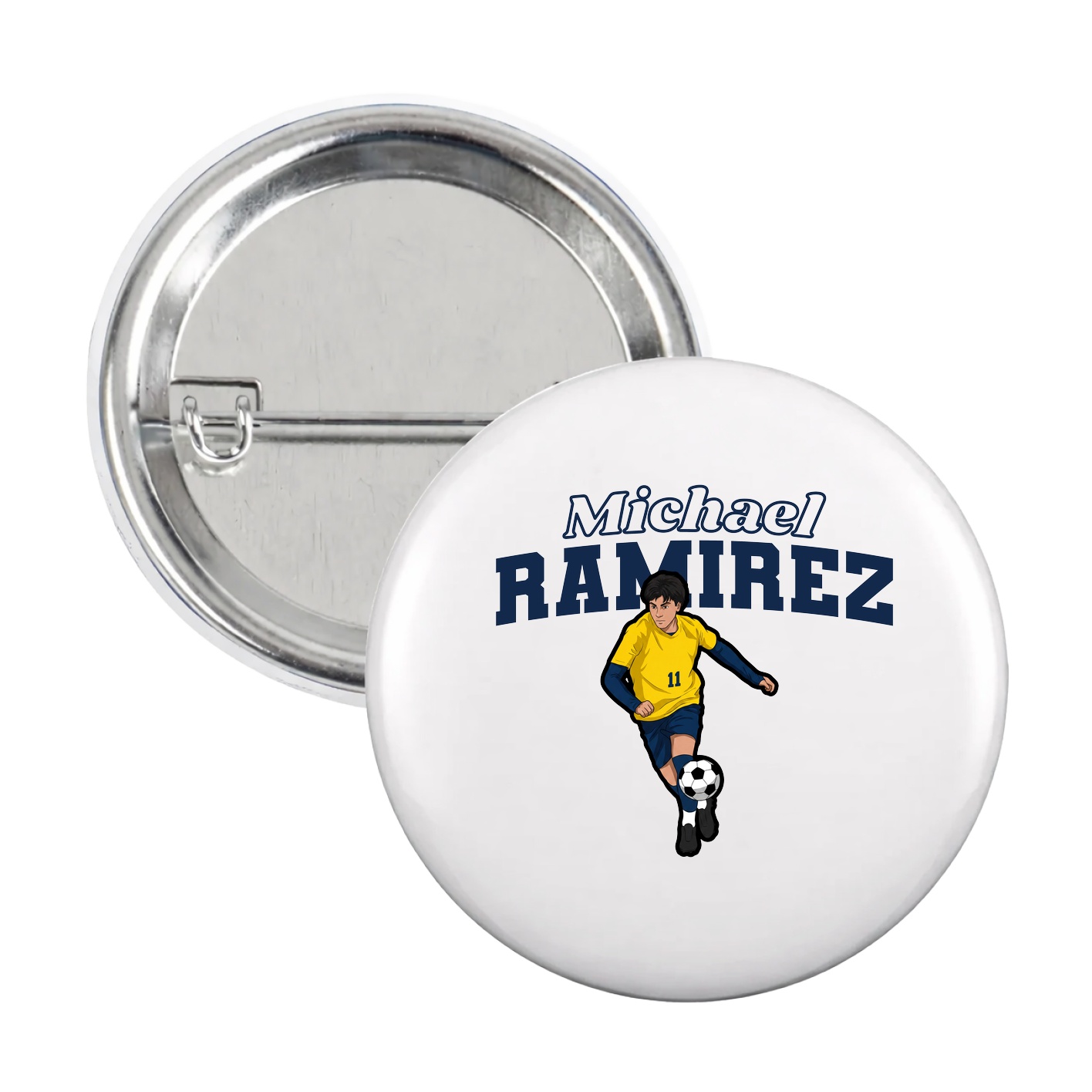 Game Day Button — Name Arch in White
