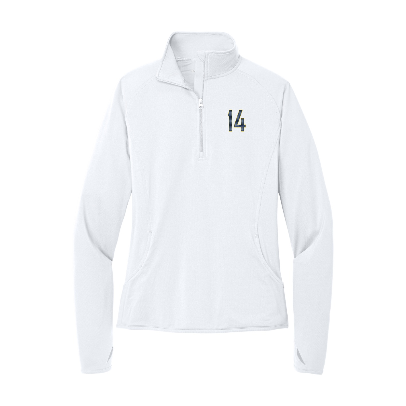Women's Q-Zip Pullover — Front Shirsy in White