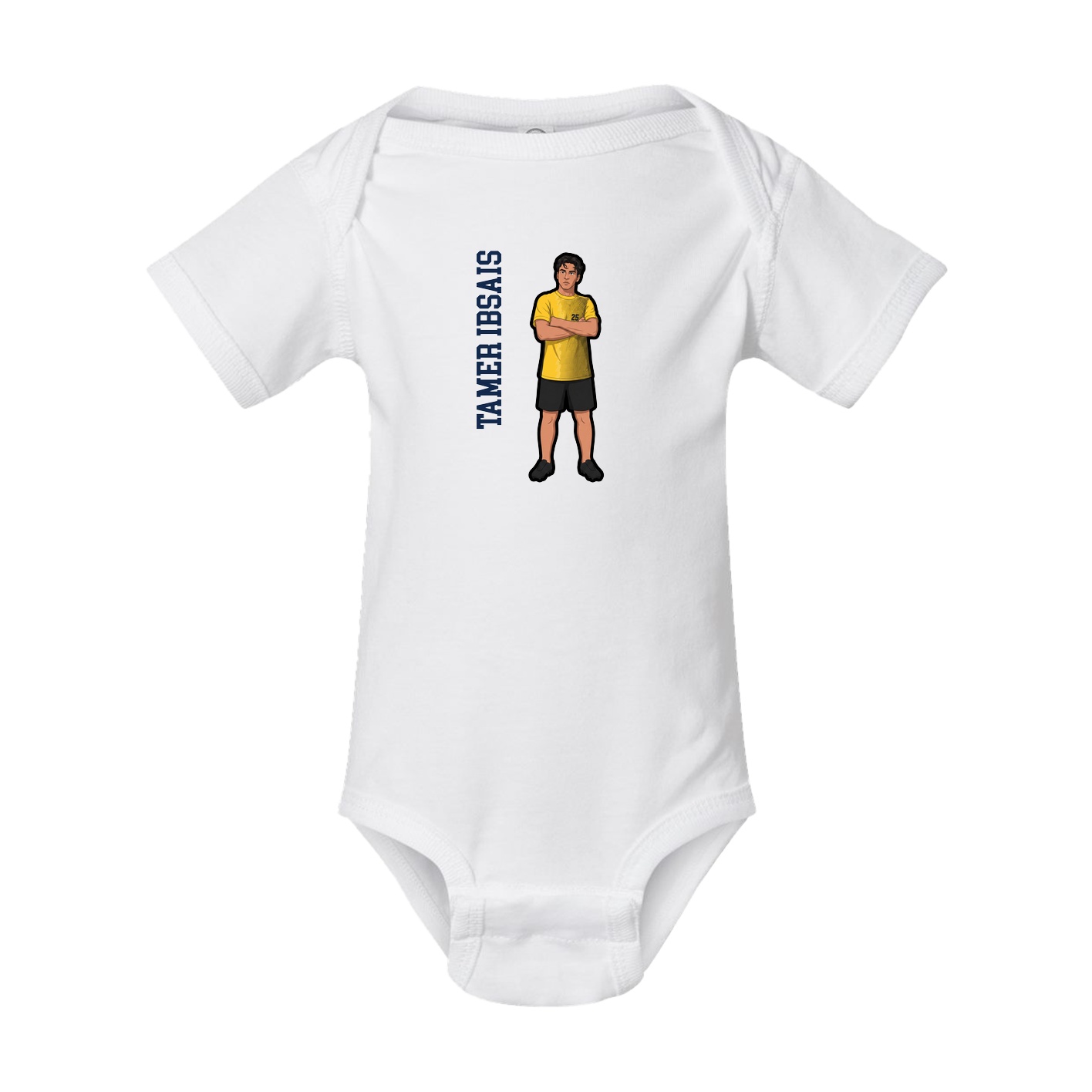 Baby Onesie — Name Vertical in White