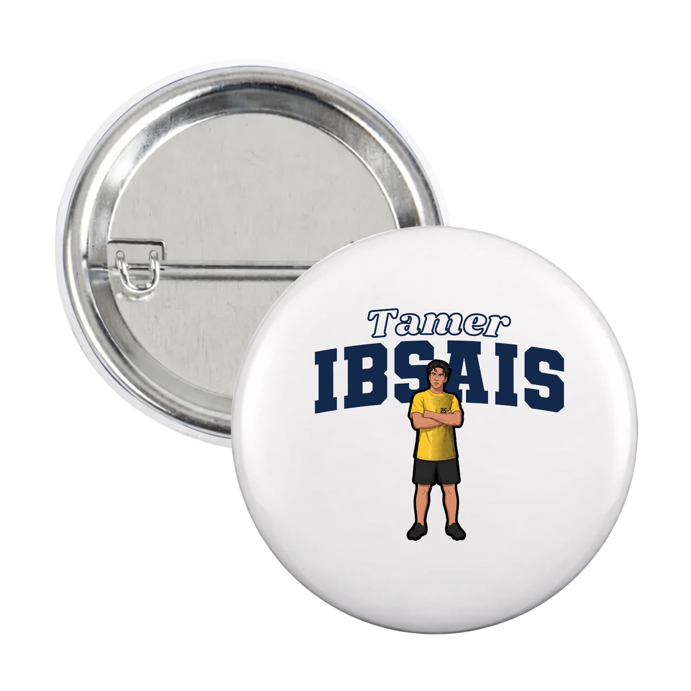 Game Day Button — Name Arch in White