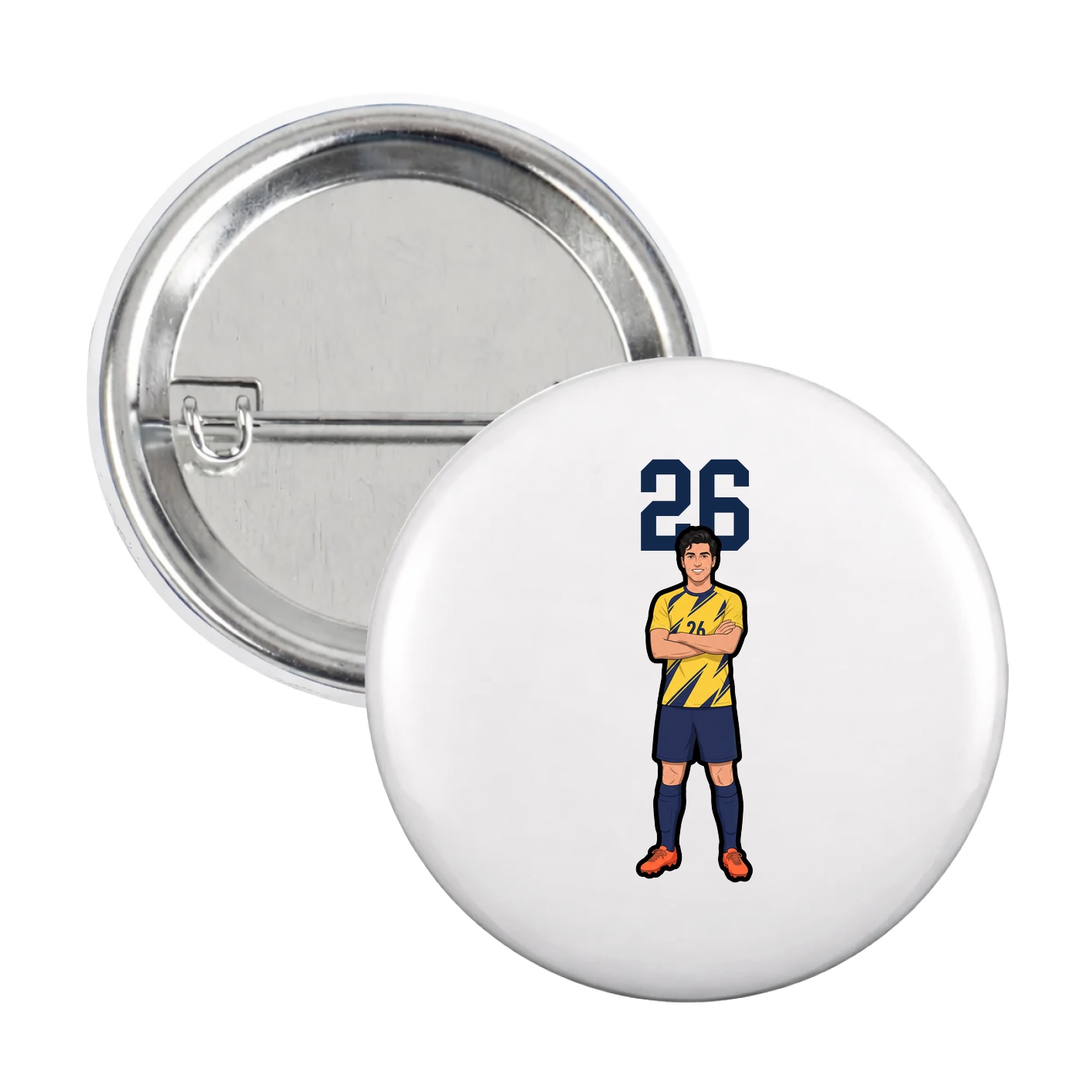 Game Day Button — Number Top in White