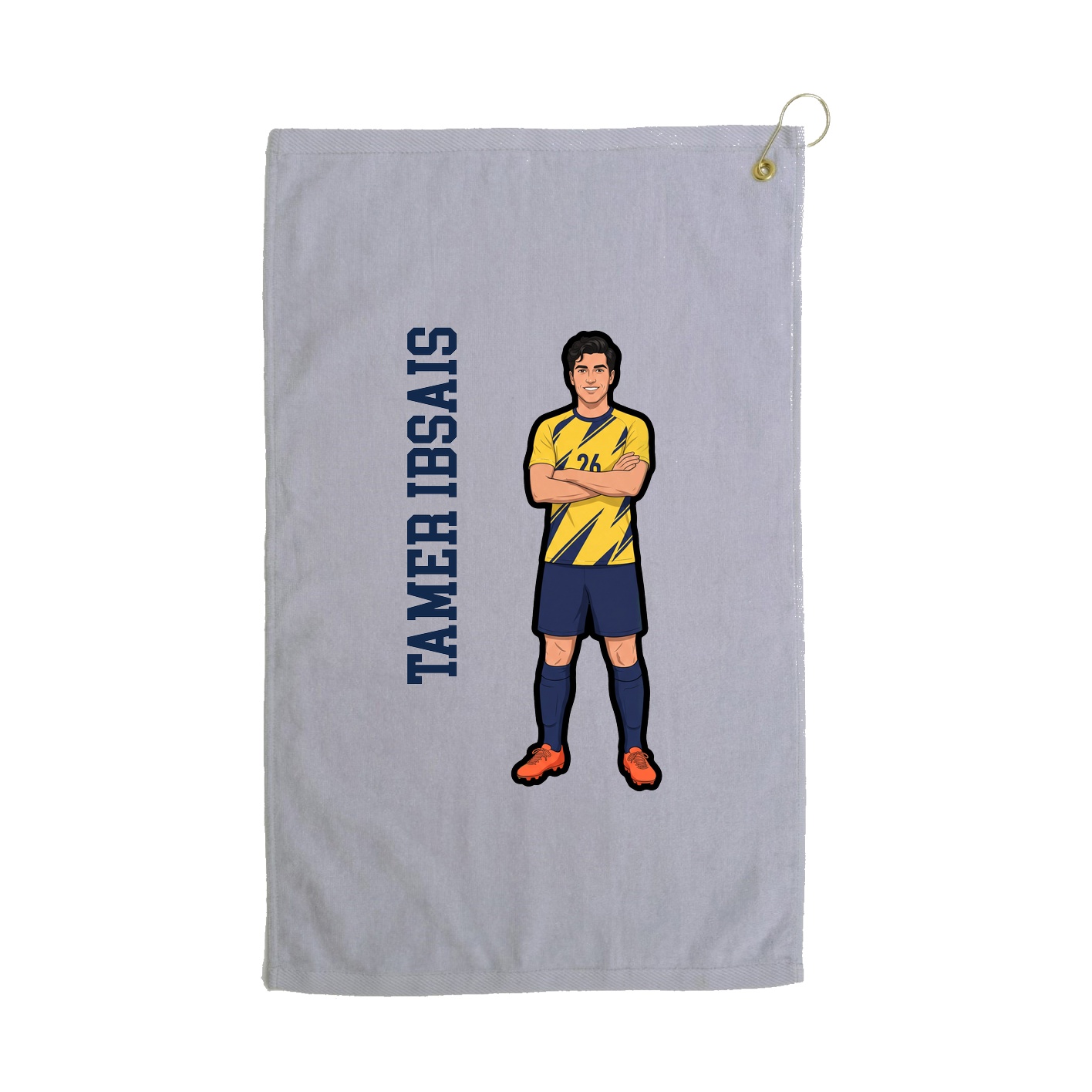 Golf Towel — Name Vertical in Grey