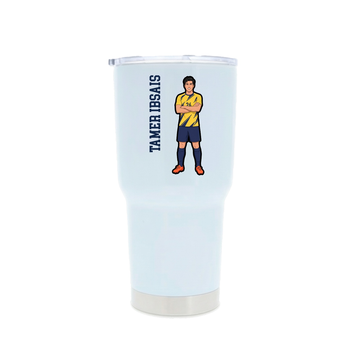 30oz Stainless Steel Tumbler — Name Vertical in White
