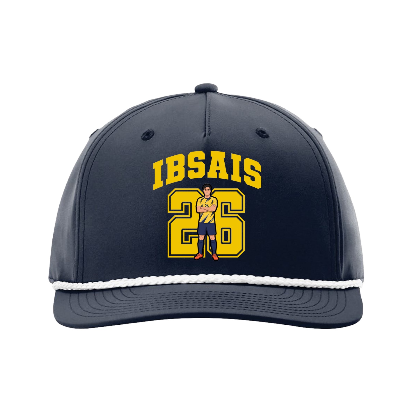 Five-Panel Classic Rope Cap — Number in Navy