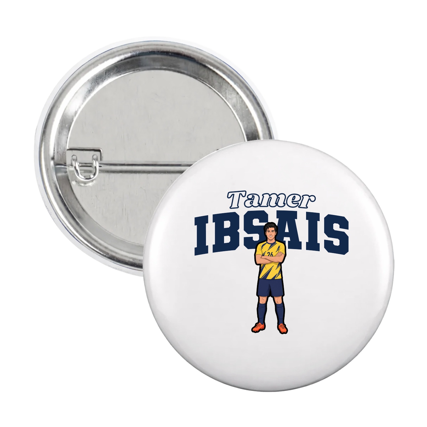 Game Day Button — Name Arch in White