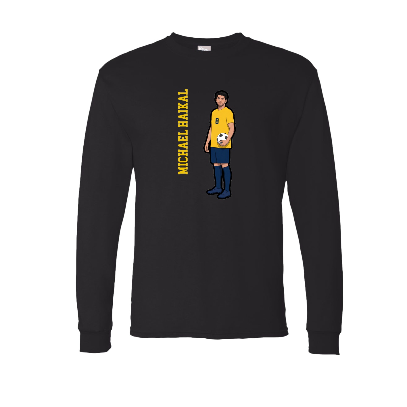 Long Sleeve Tee — Name Vertical in Black
