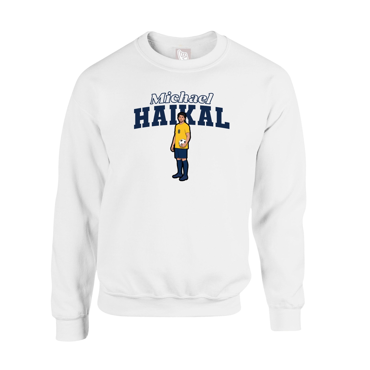 Fleece Crew — Name Arch in White