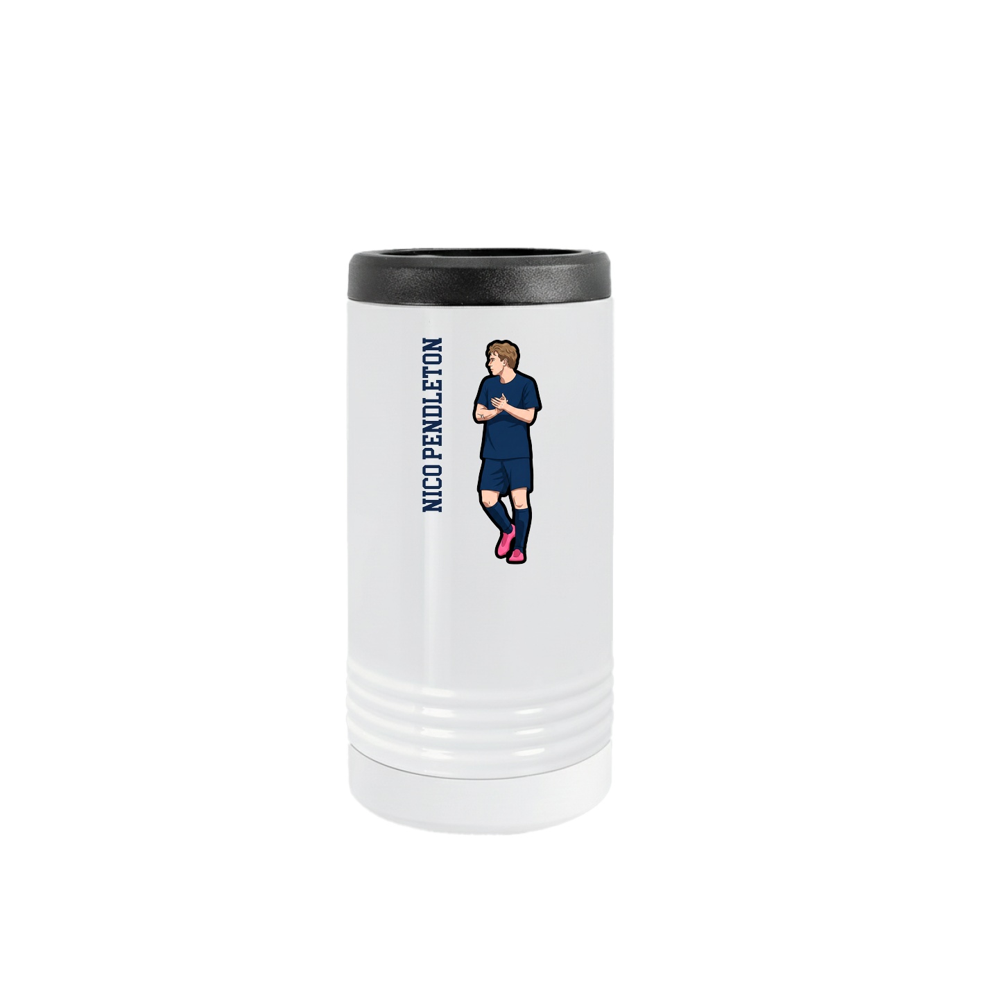 Slim Beverage Holder — Name Vertical in White