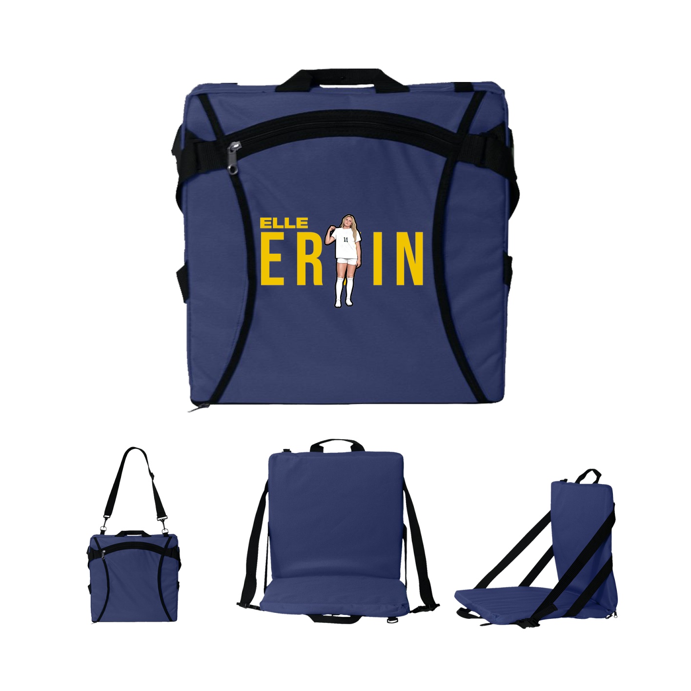 Folding Stadium Seat — Player Name in Navy