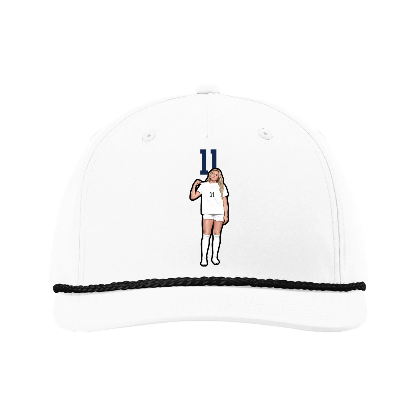 Five-Panel Classic Rope Cap — Number Top in White