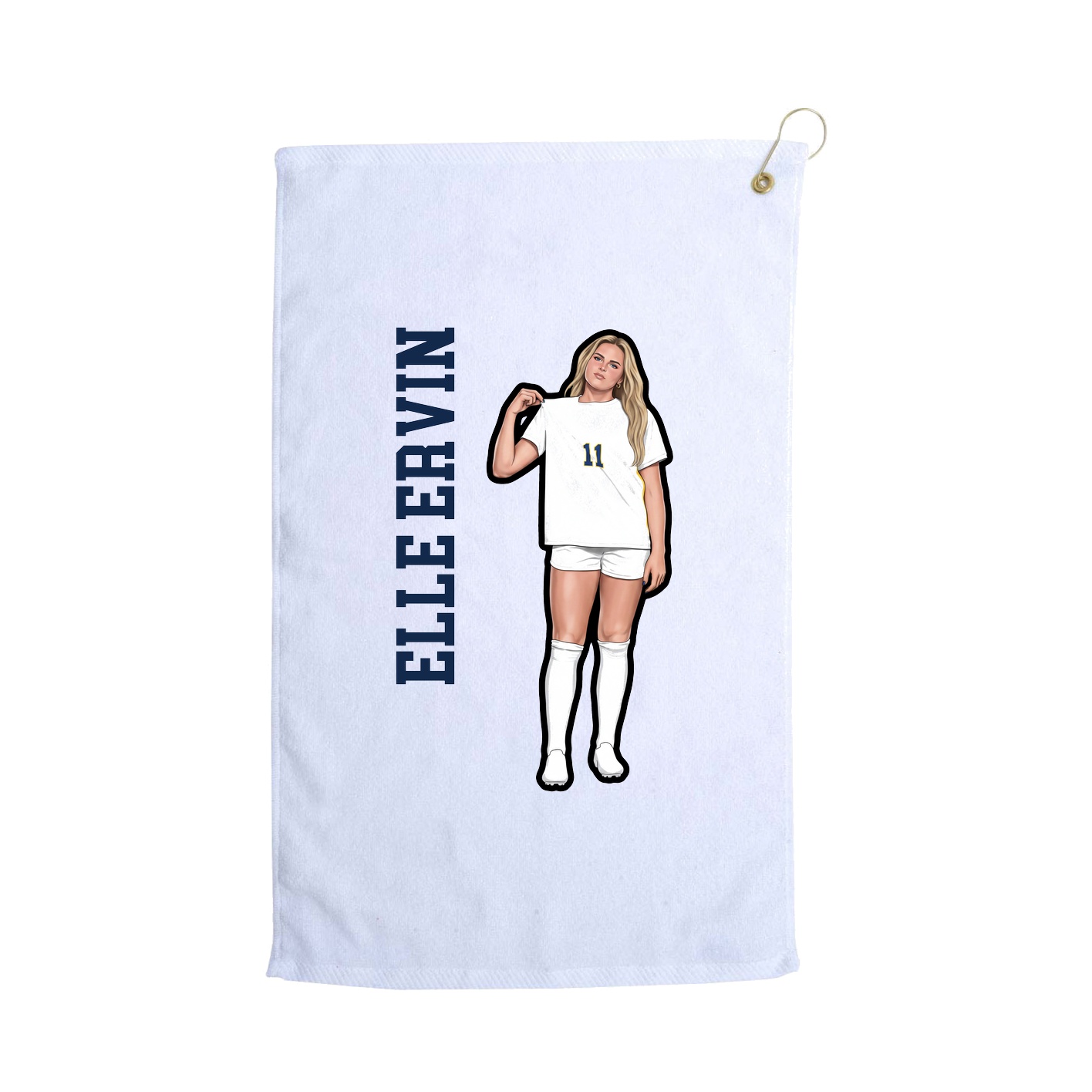 Golf Towel — Name Vertical in White