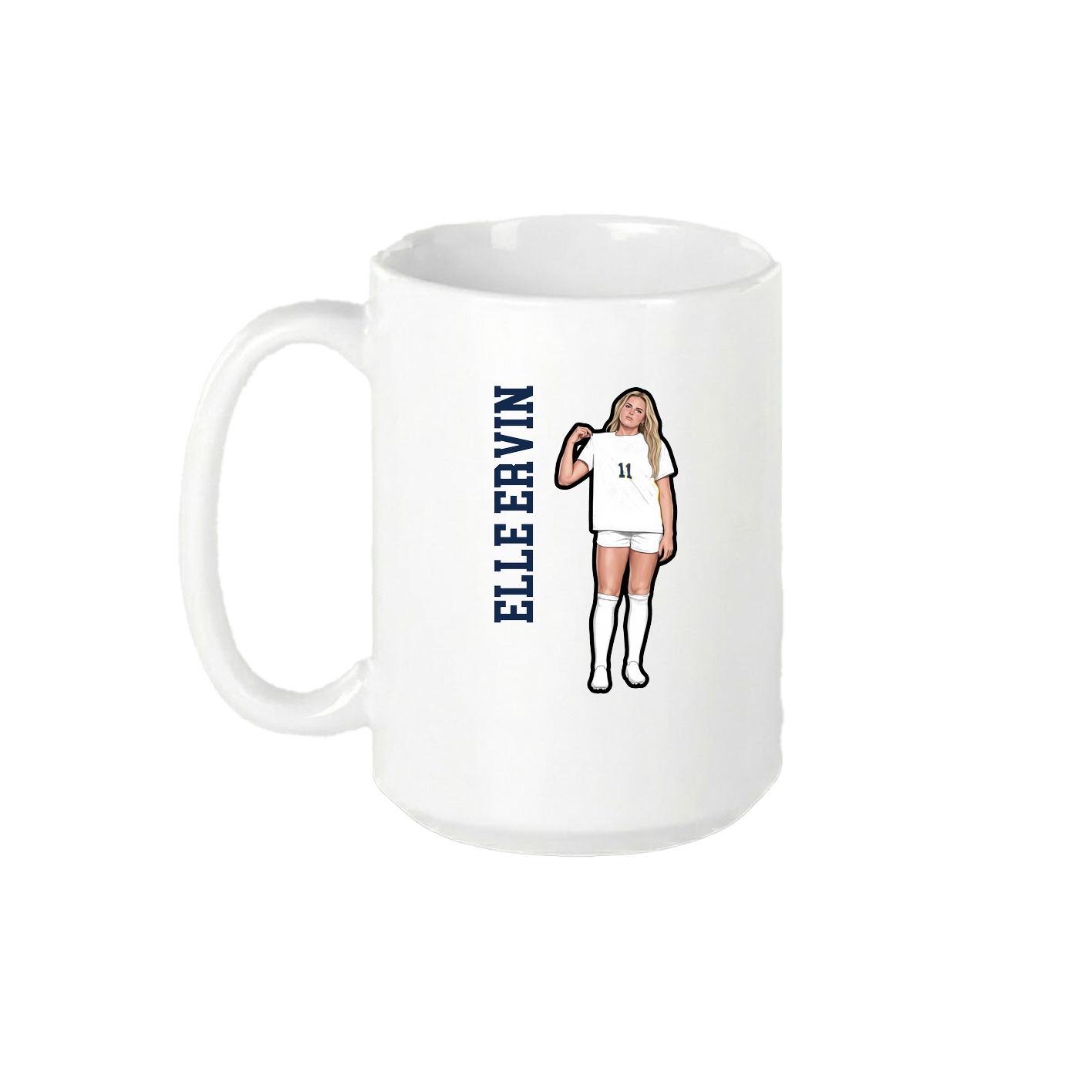15oz Coffee Mug — Name Vertical in White