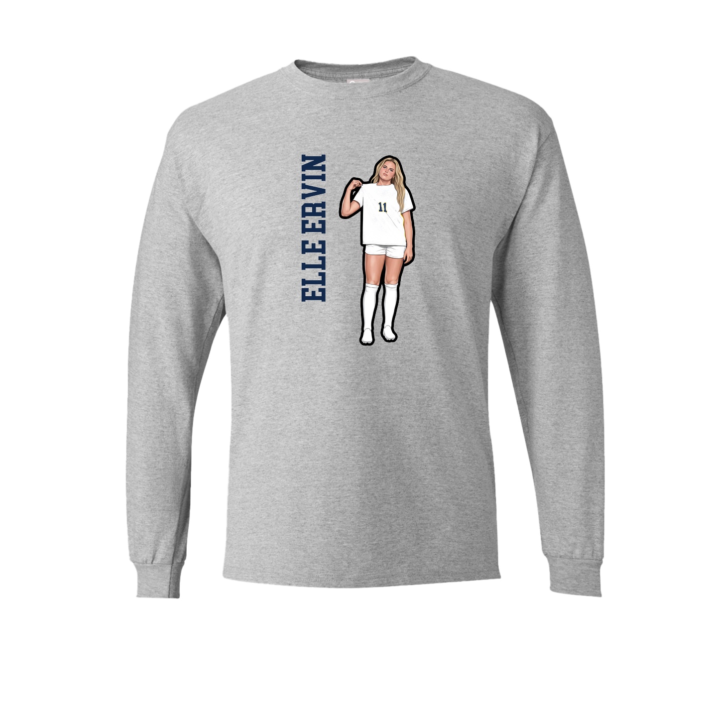 Long Sleeve Tee — Name Vertical in Grey