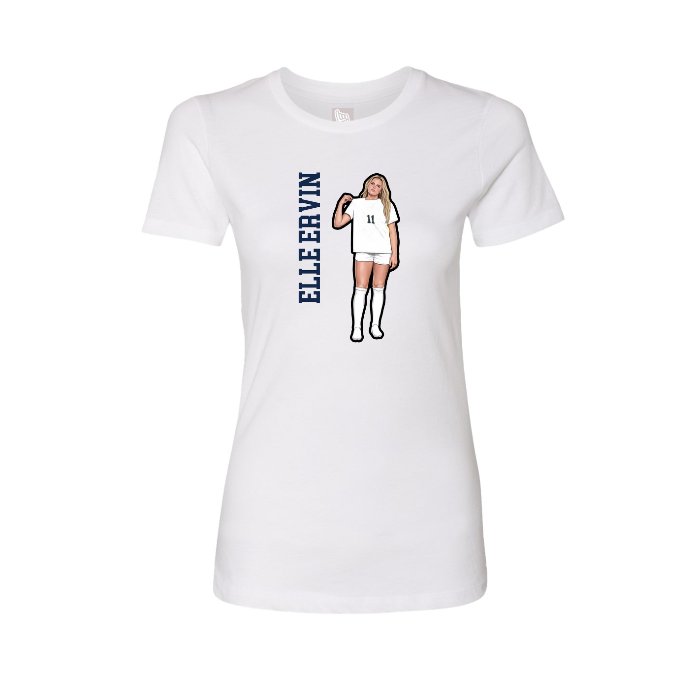 Fitted Women's Tee — Name Vertical in White