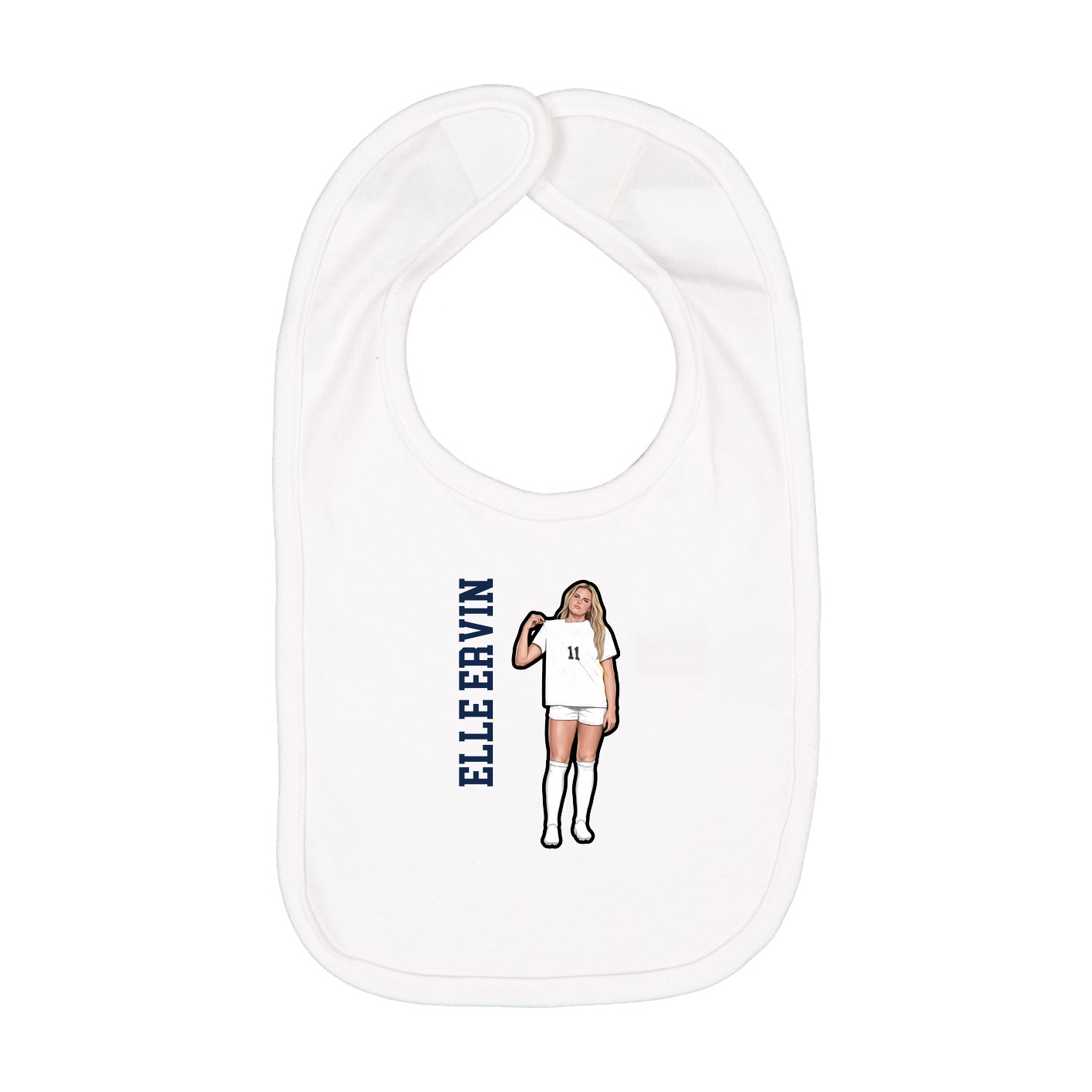 Infant Bib — Name Vertical in White