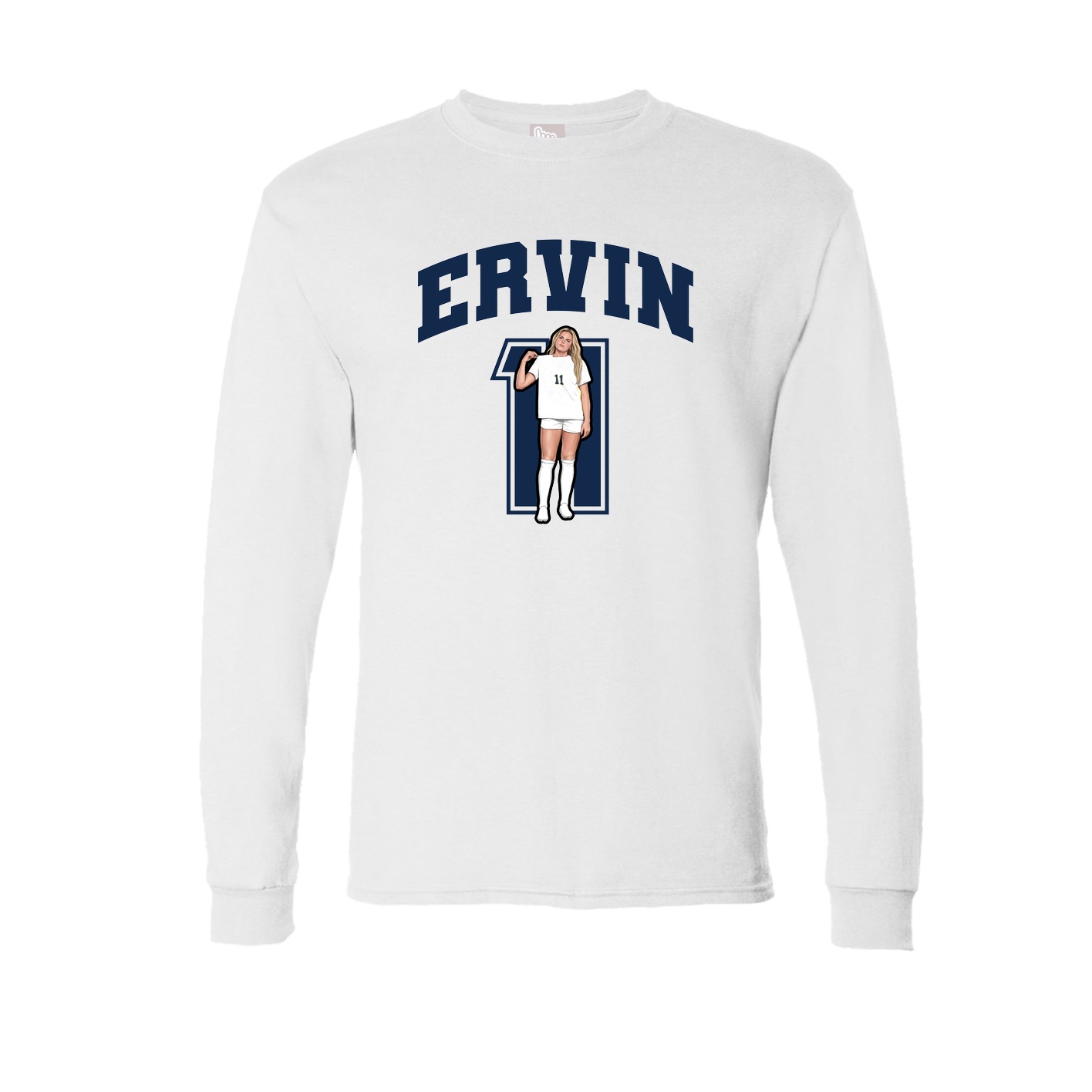 Long Sleeve Tee — Number in White