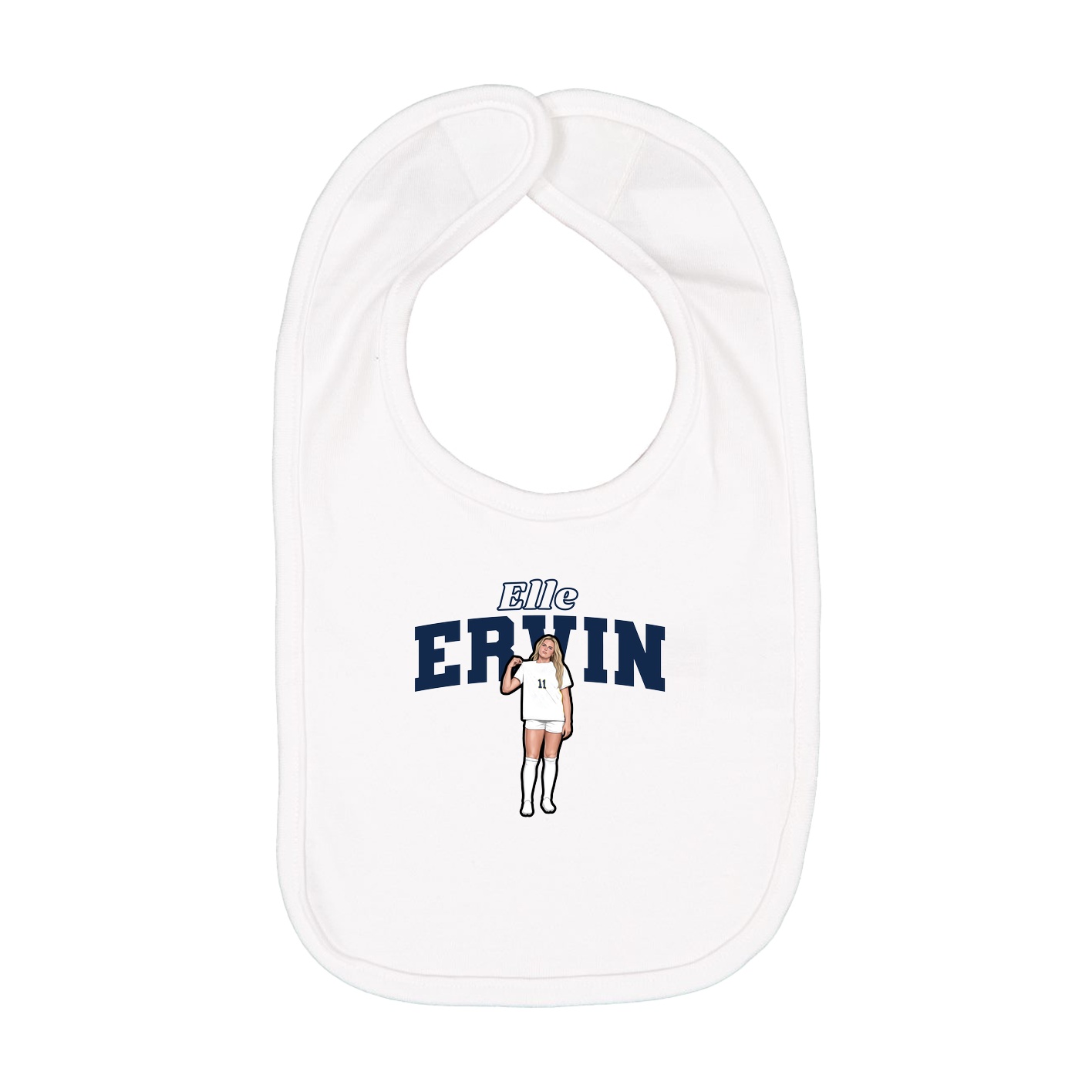 Infant Bib — Name Arch in White