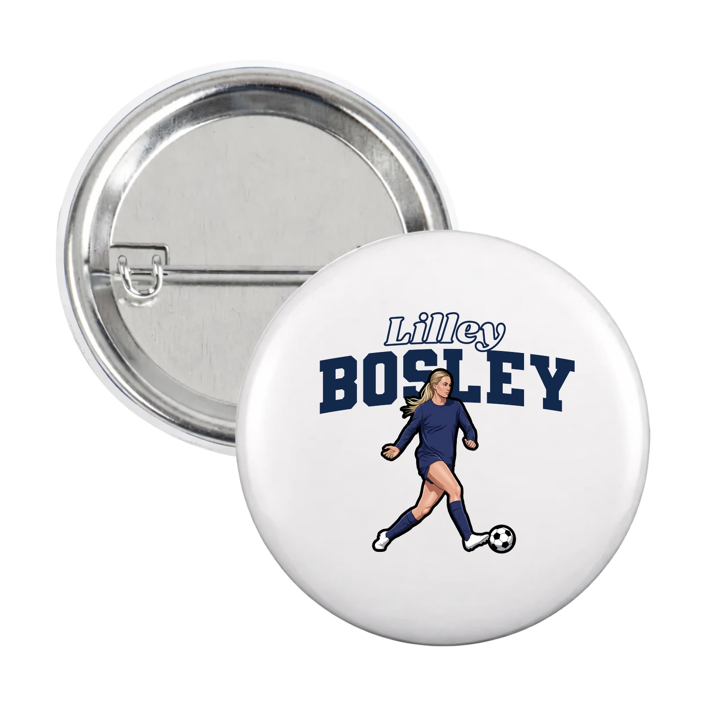 Game Day Button — Name Arch in White