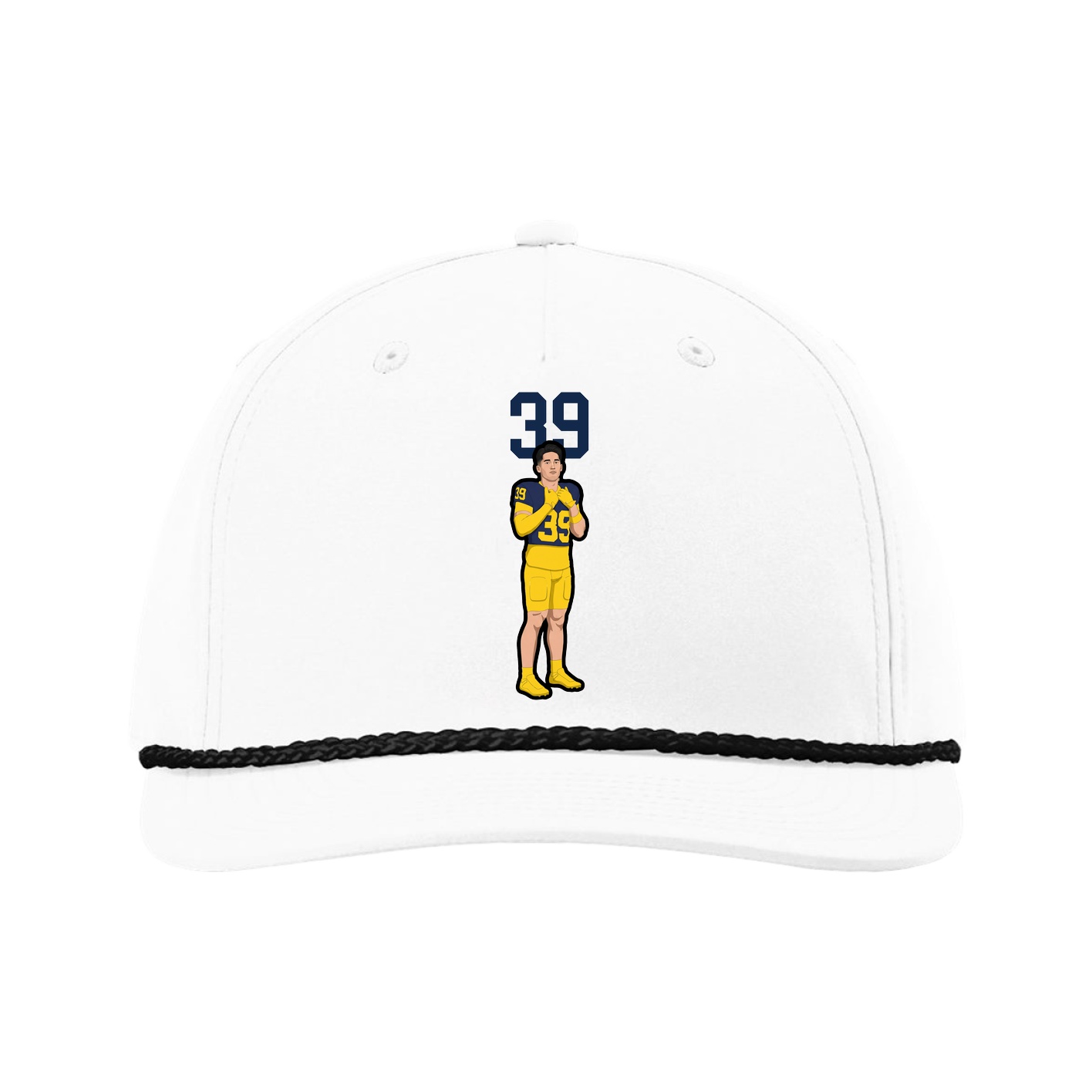Five-Panel Classic Rope Cap — Number Top in White
