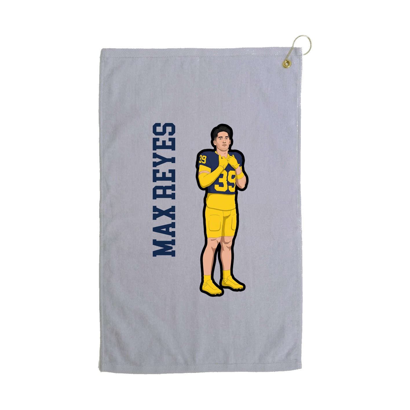 Golf Towel — Name Vertical in Grey