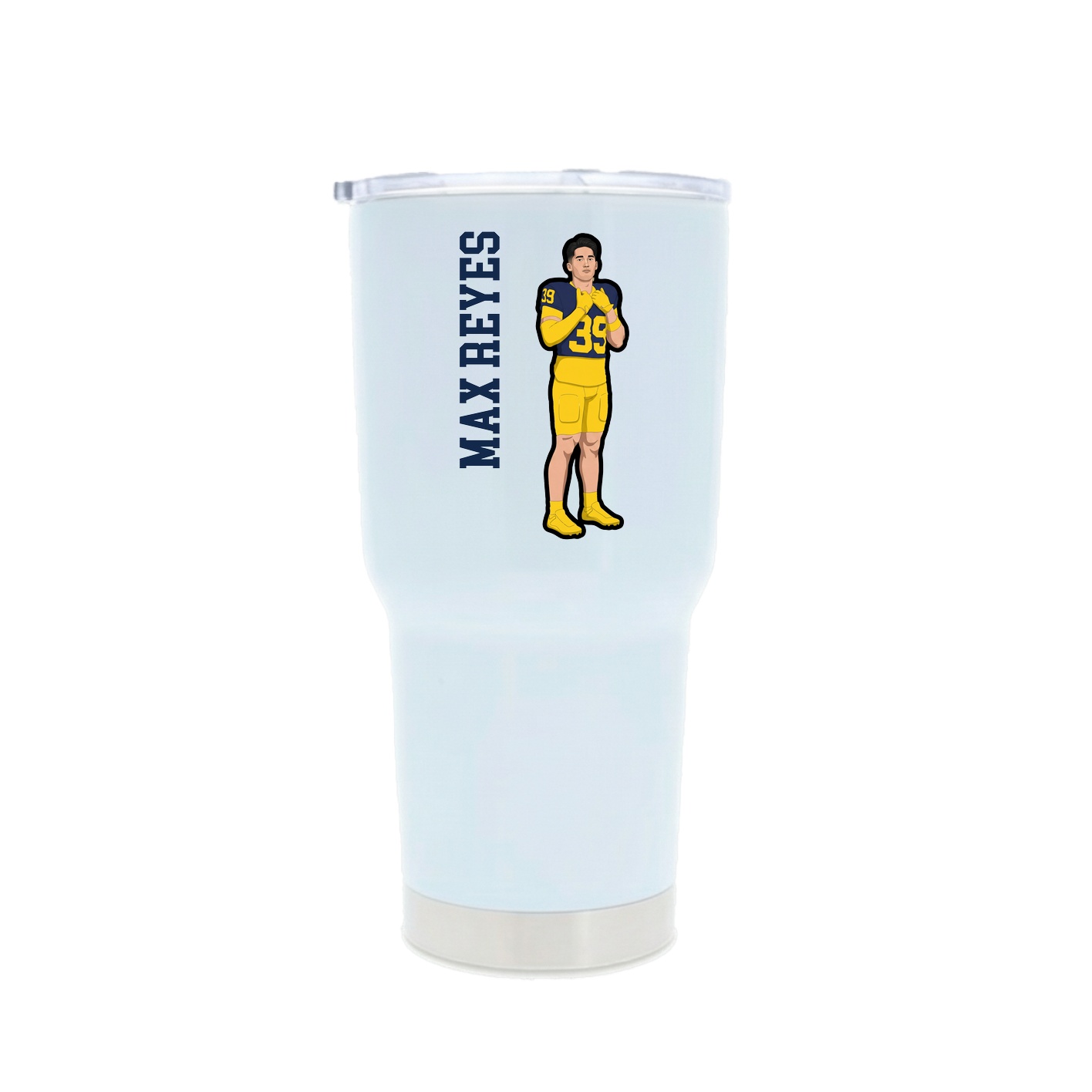 30oz Stainless Steel Tumbler — Name Vertical in White