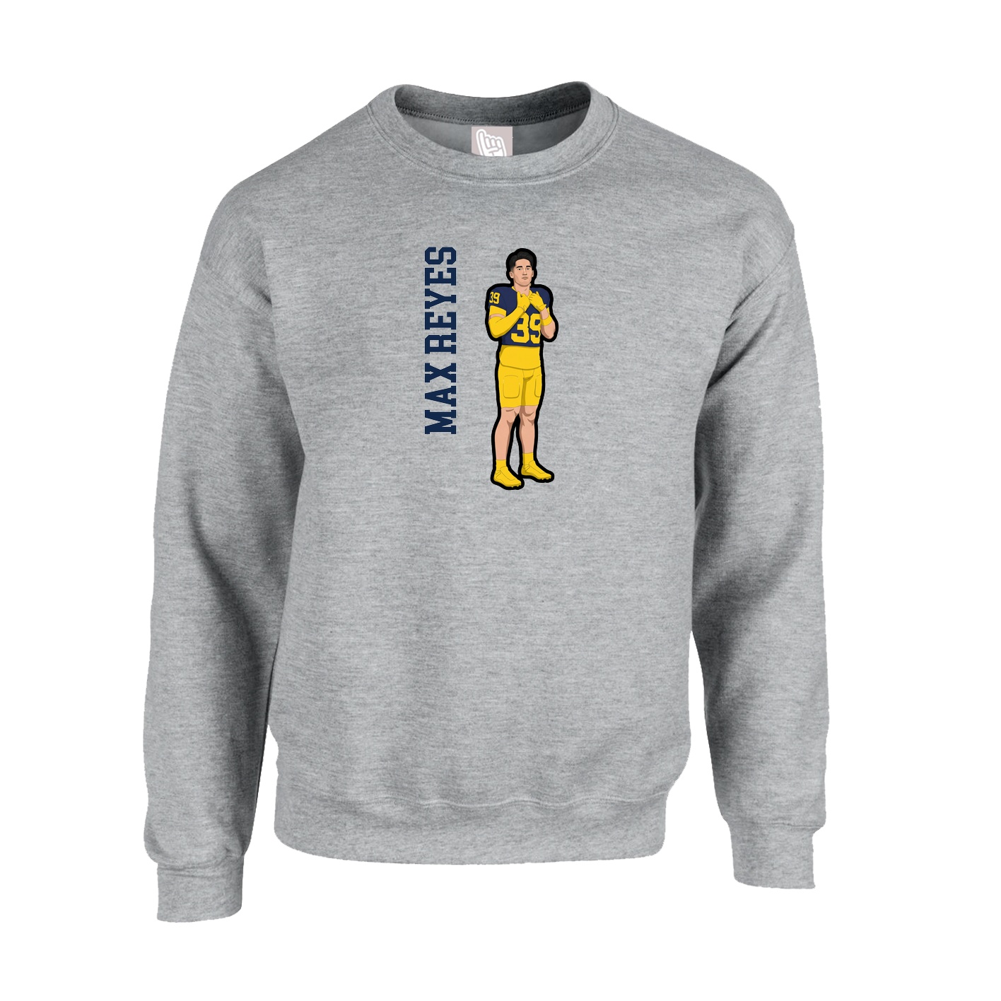 Fleece Crew — Name Vertical in Grey