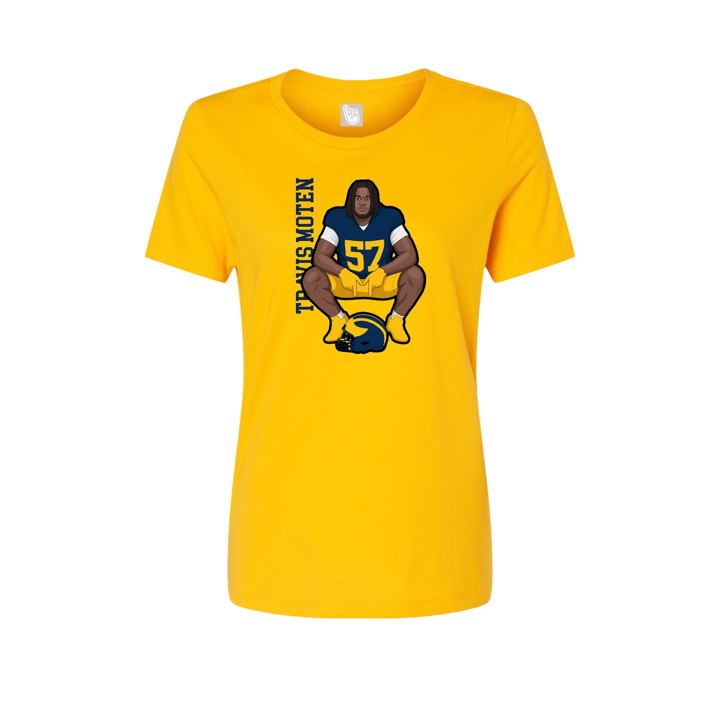 Fitted Women's Tee — Name Vertical in Gold