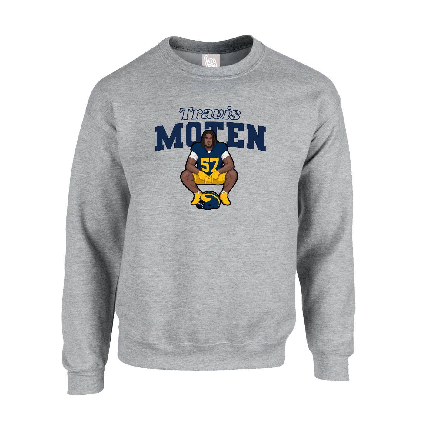 Fleece Crew — Name Arch in Grey