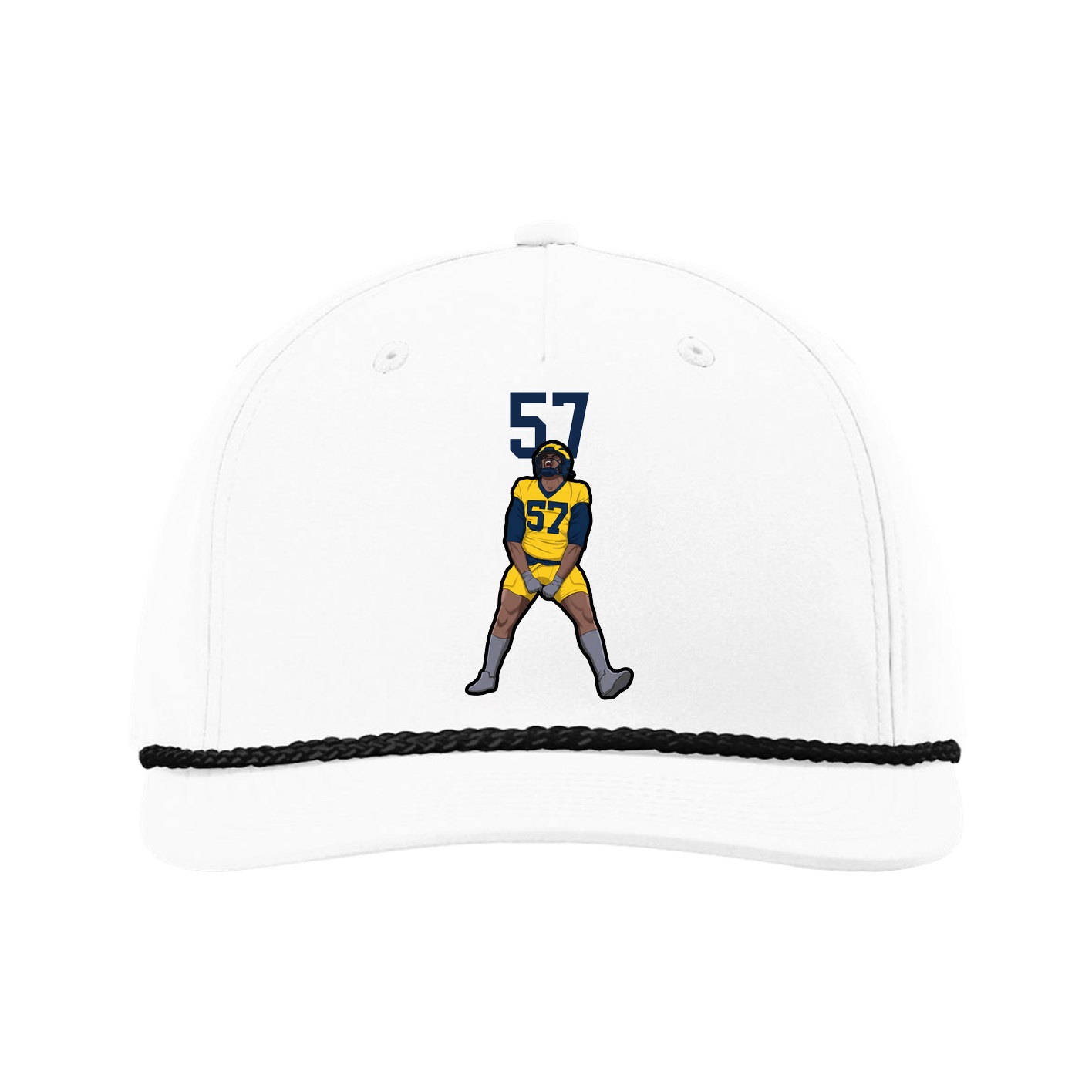 Five-Panel Classic Rope Cap — Number Top in White