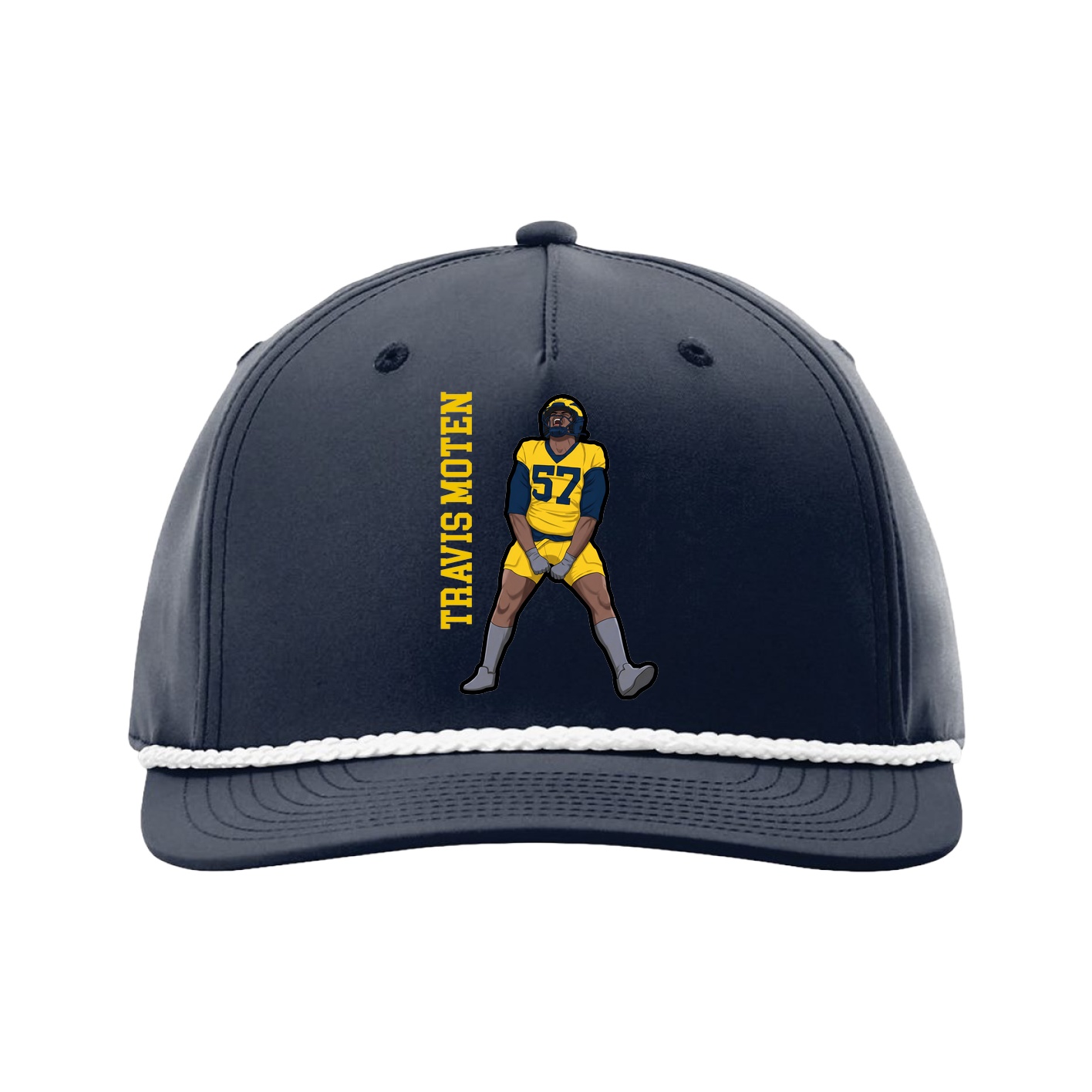 Five-Panel Classic Rope Cap — Name Vertical in Navy