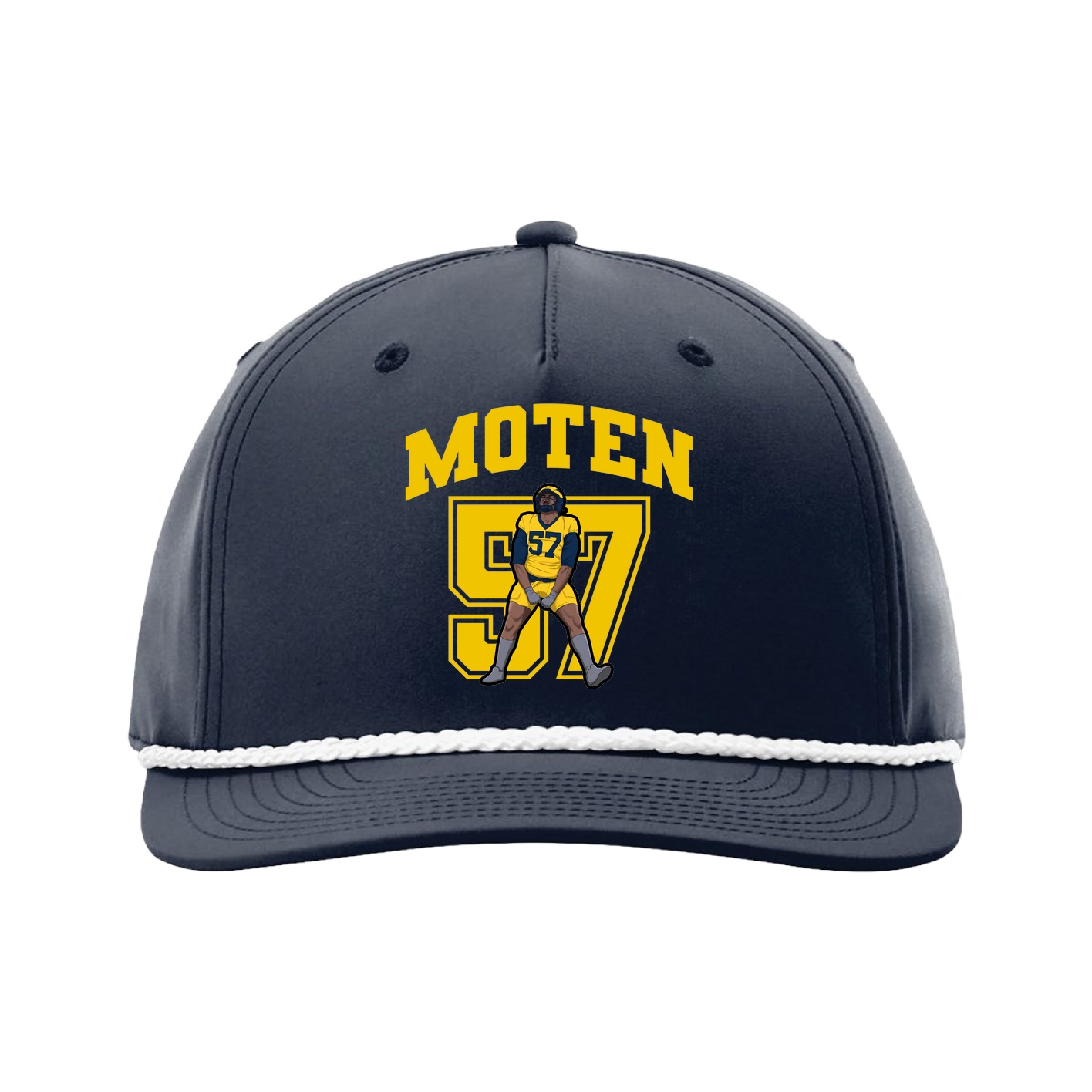 Five-Panel Classic Rope Cap — Number in Navy