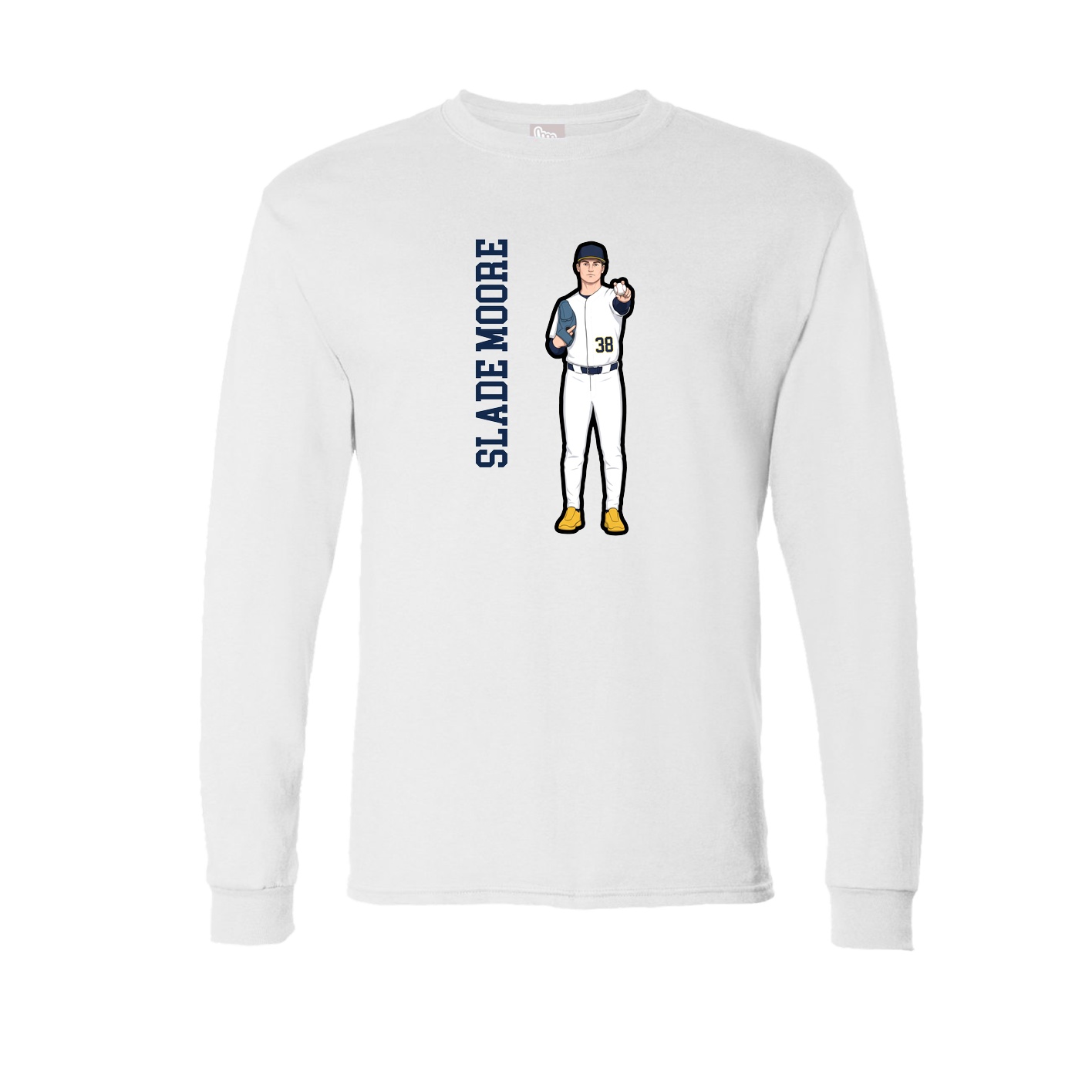 Long Sleeve Tee — Name Vertical in White