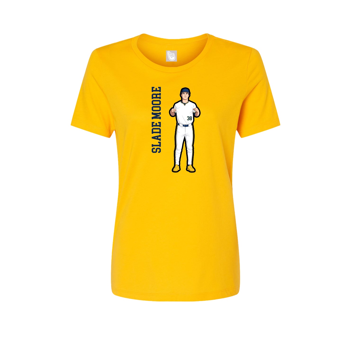 Fitted Women's Tee — Name Vertical in Gold