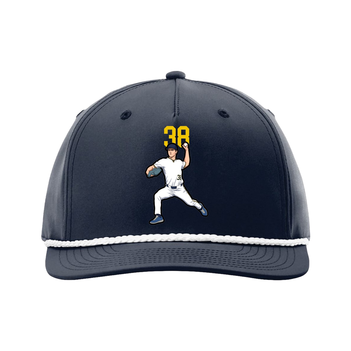 Five-Panel Classic Rope Cap — Number Top in Navy