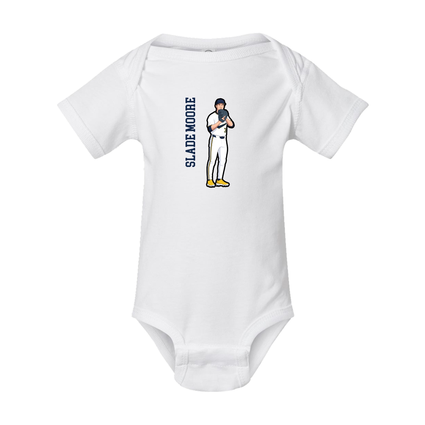 Baby Onesie — Name Vertical in White
