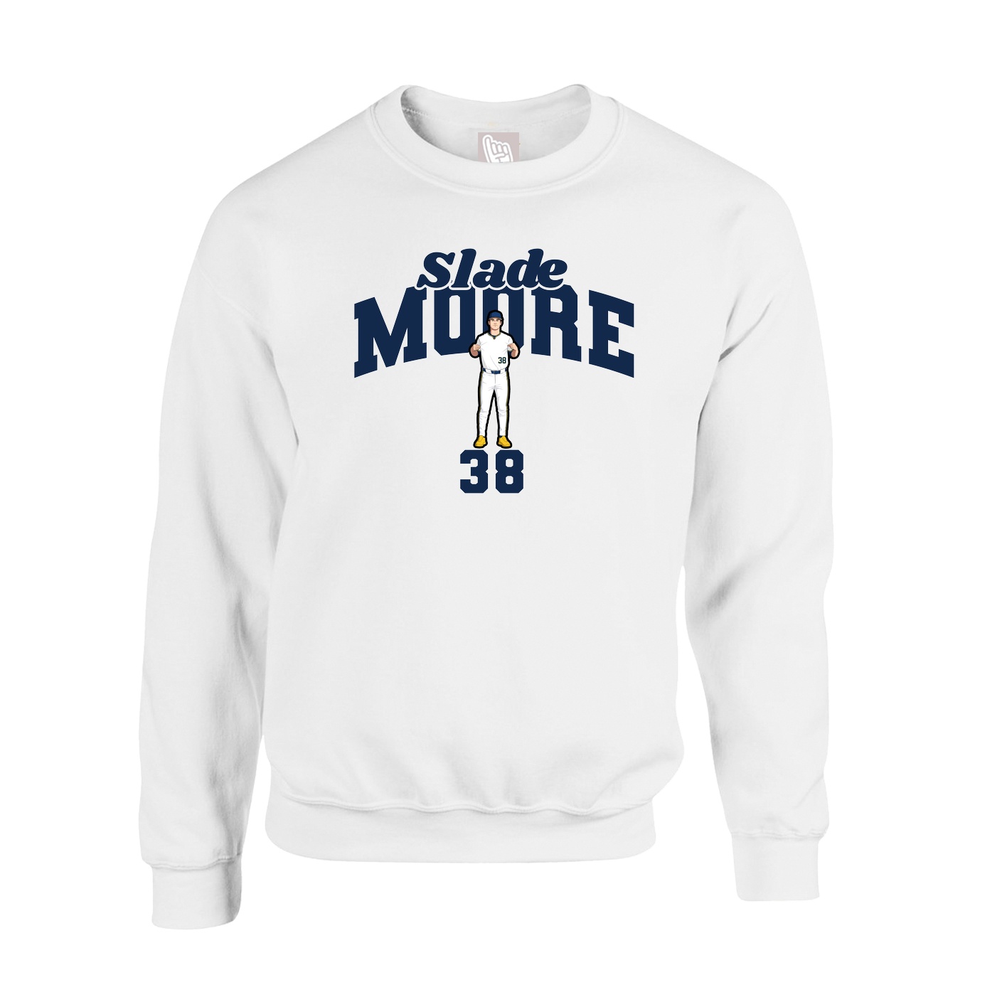 Fleece Crew — Signature Arch in White