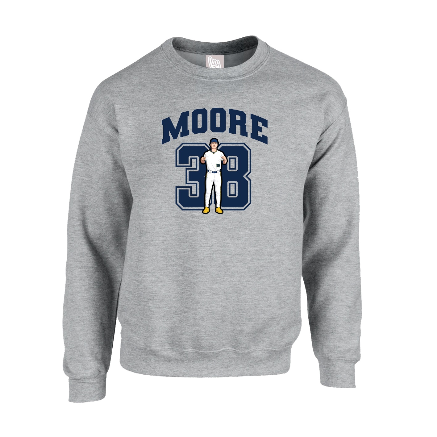 Fleece Crew — Number in Grey