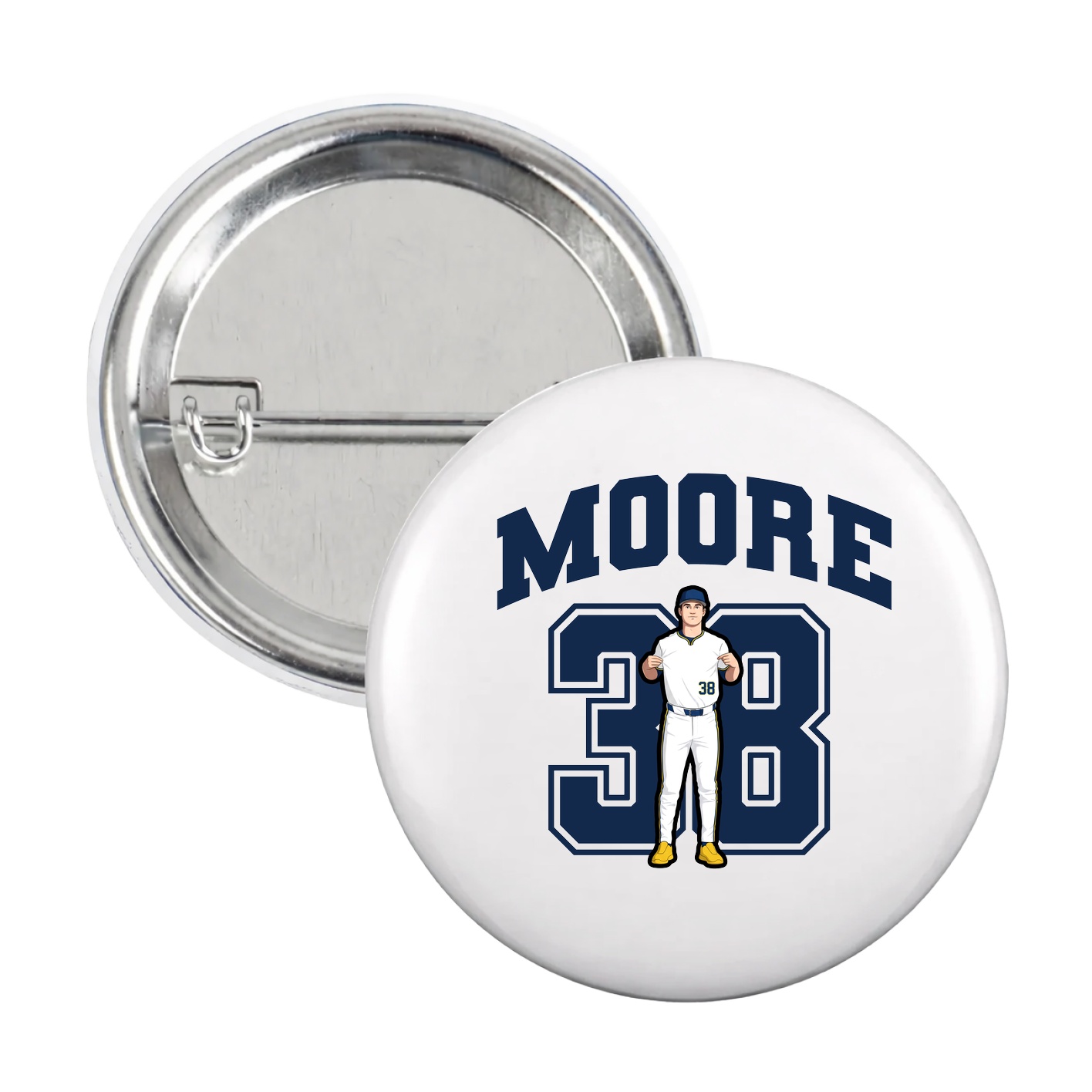 Game Day Button — Number in White
