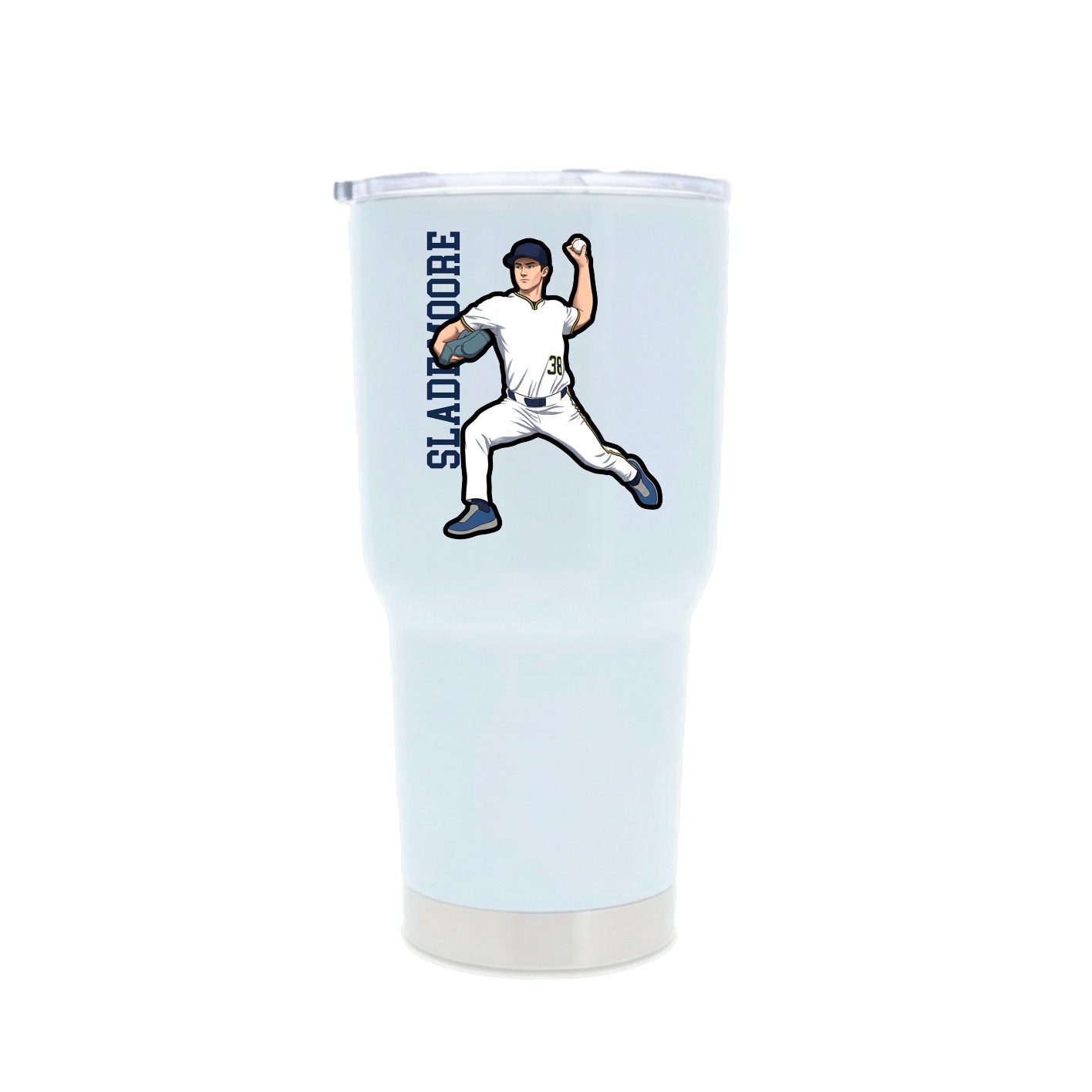 30oz Stainless Steel Tumbler — Name Vertical in White